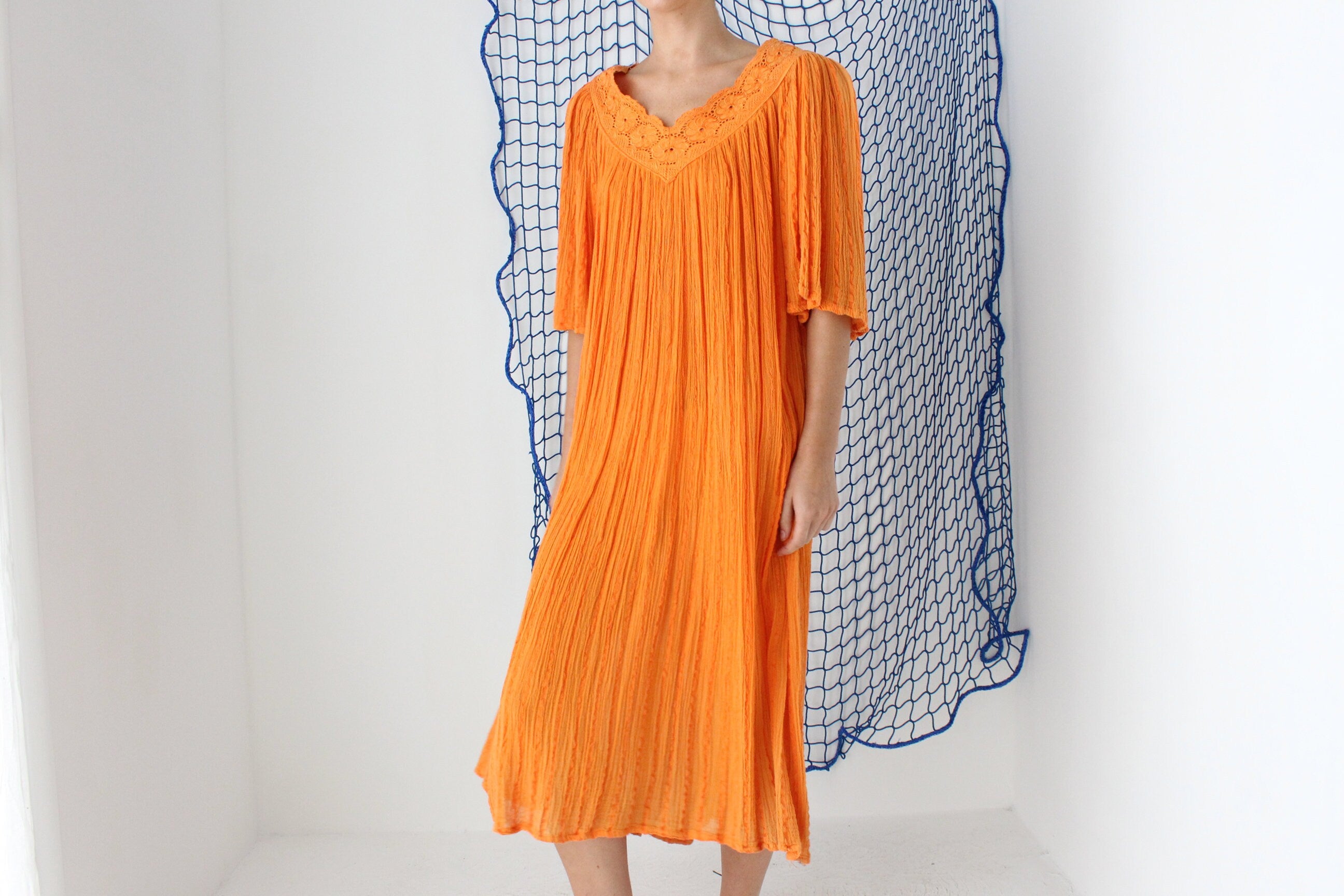 MADE IN GREECE 90s Cotton Gauze Relaxed Grecian Smock