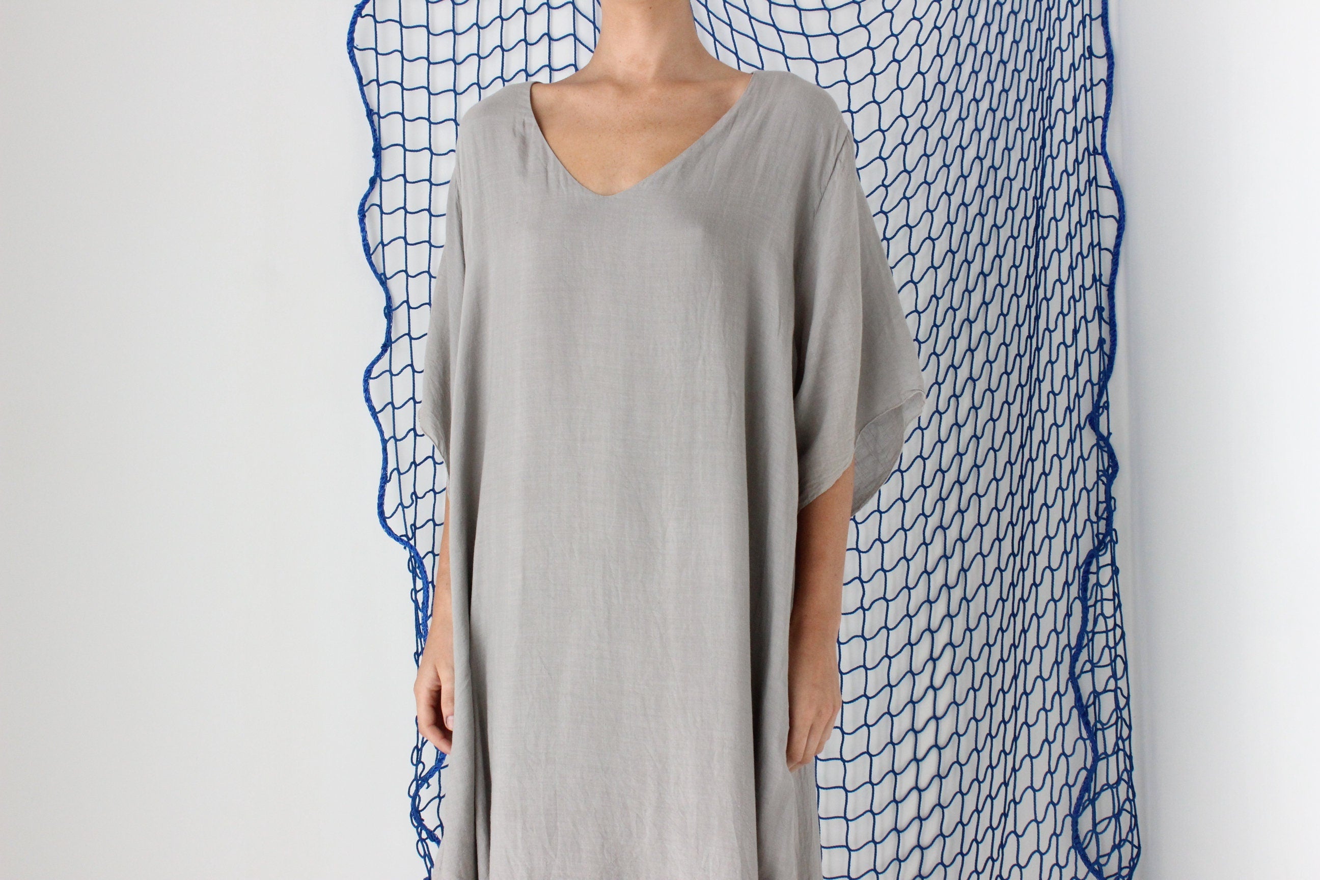 MADE IN GREECE 90s Layered Gauze Free Size Kaftan