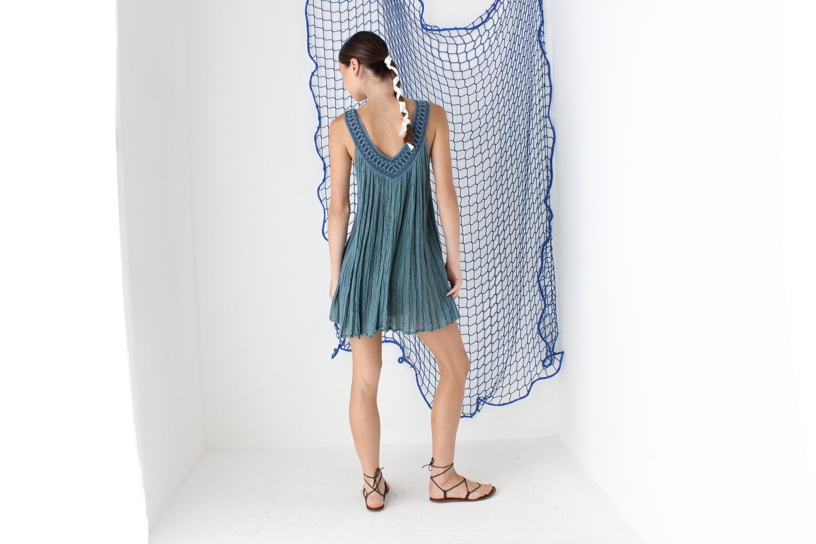 MADE IN GREECE 90s Cotton Gauze Relaxed Summer Mini