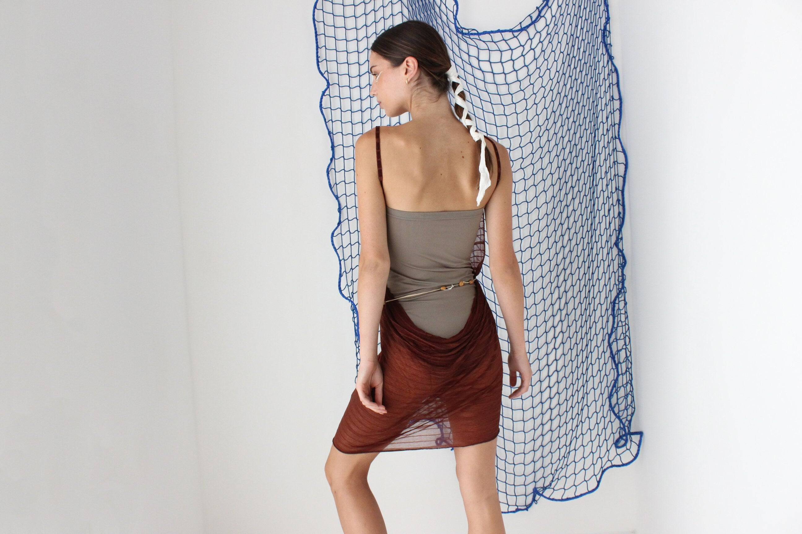 FOUND IN GREECE Funky Mesh Experimental Wrap Cover Up