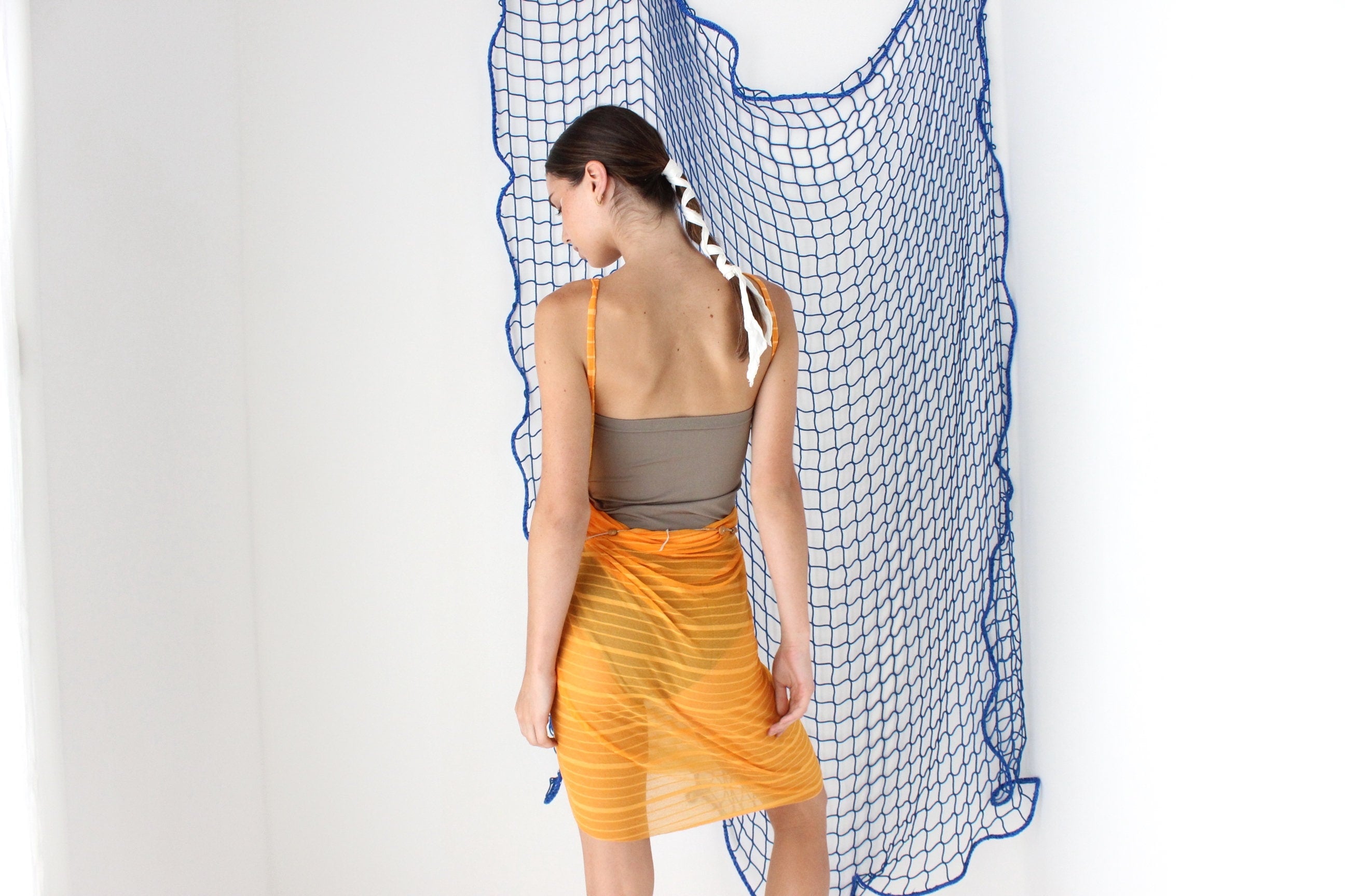 FOUND IN GREECE Funky Mesh Experimental Wrap Cover Up