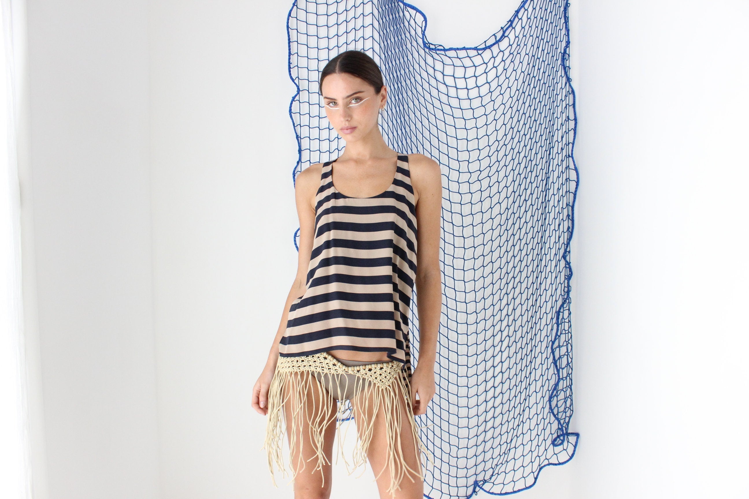 FOUND In GREECE 2000s BCBG Pure Silk Striped Top