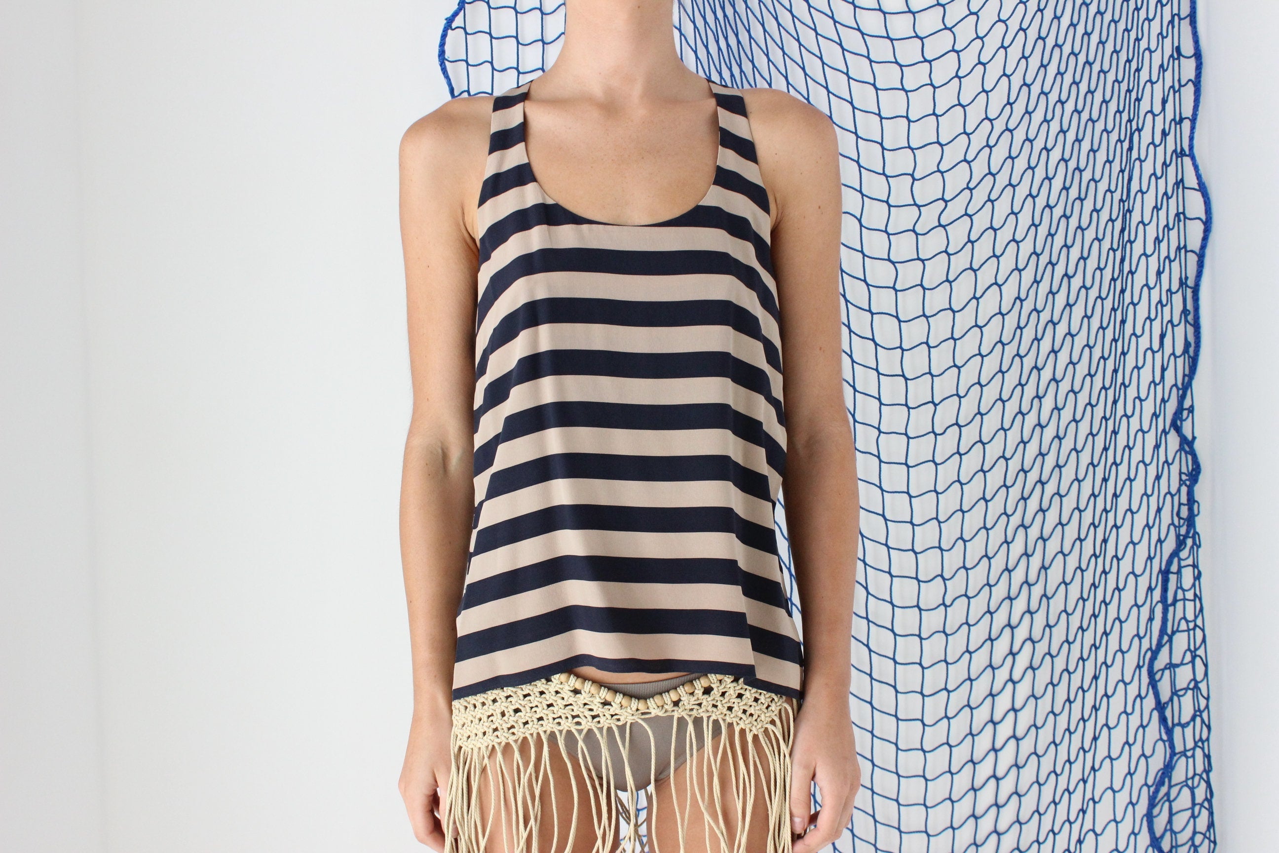 FOUND In GREECE 2000s BCBG Pure Silk Striped Top