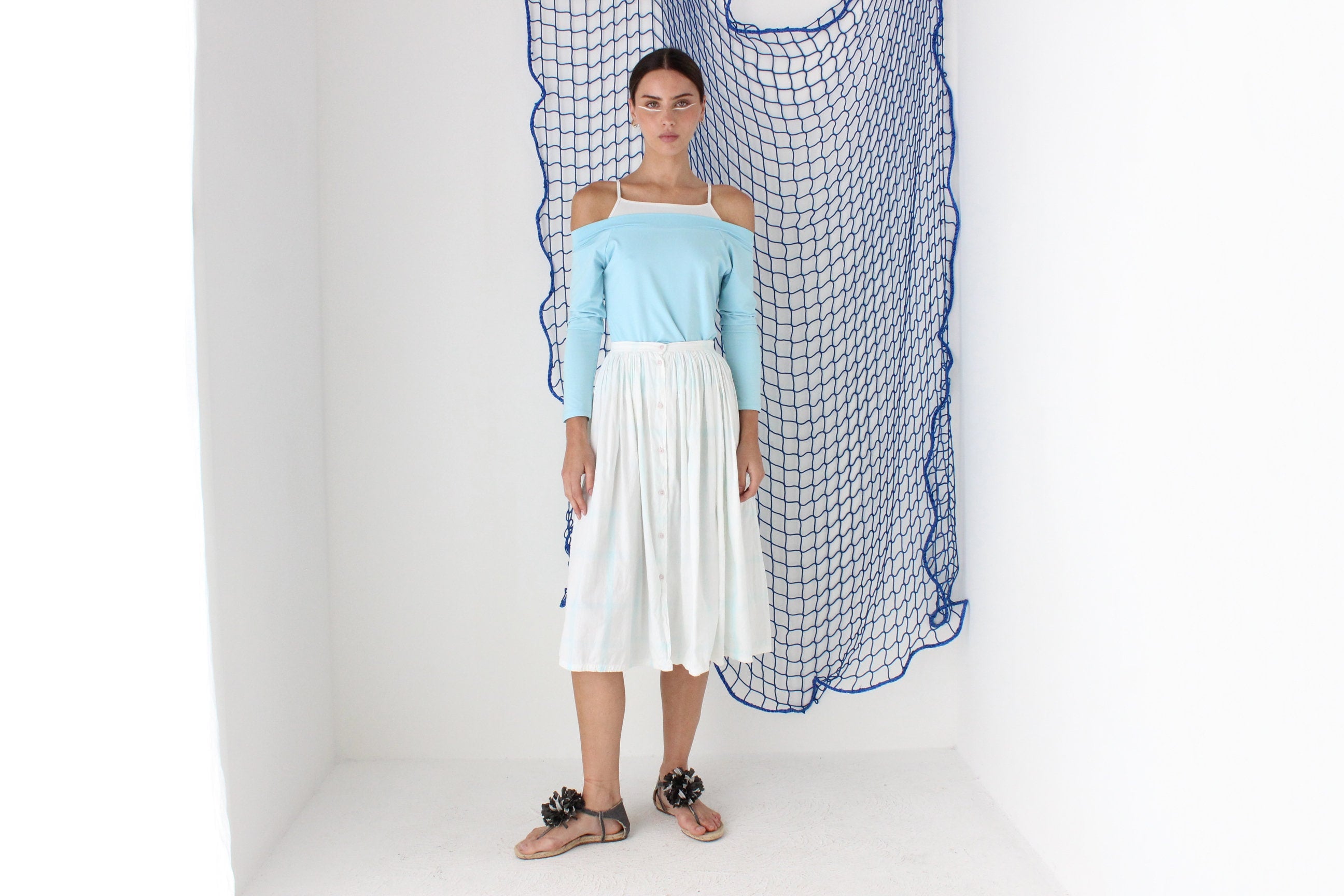 FOUND IN GREECE Y2K "Layered" Pastel Cold Shoulder Top