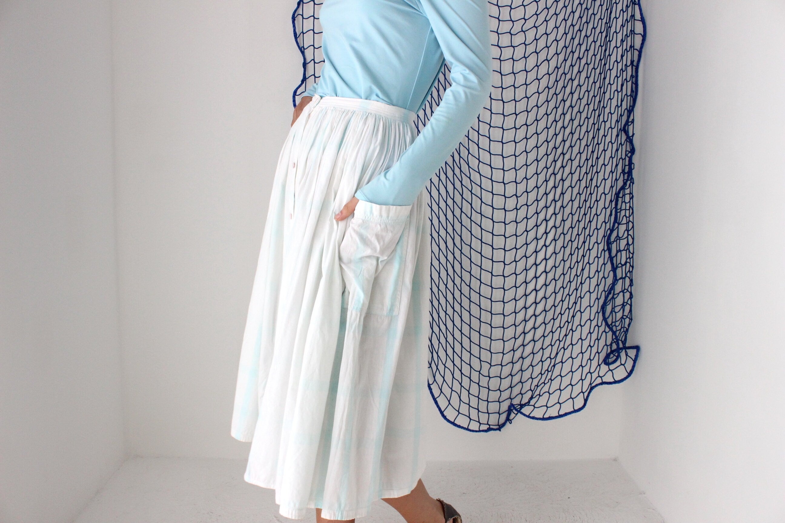 FOUND IN GREECE 80s Greek Villager Voluminous Cotton Circle Skirt