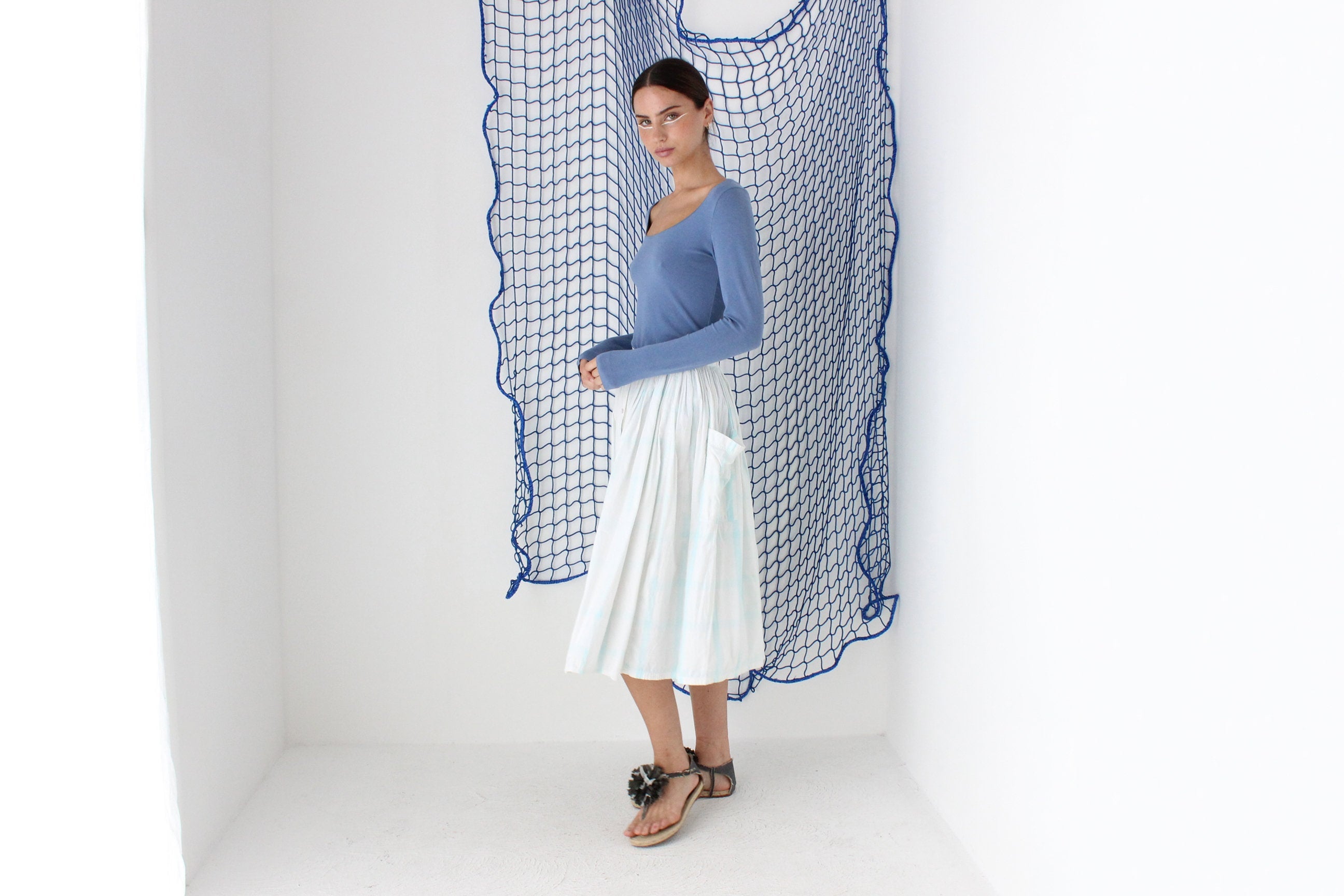 FOUND IN GREECE 80s Greek Villager Voluminous Cotton Circle Skirt