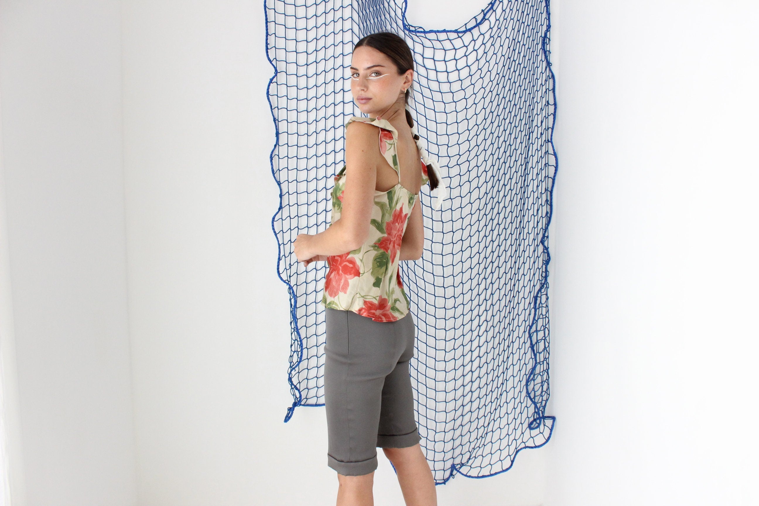FOUND IN GREECE Y2K Pure Silk Ruffle Rose Cami