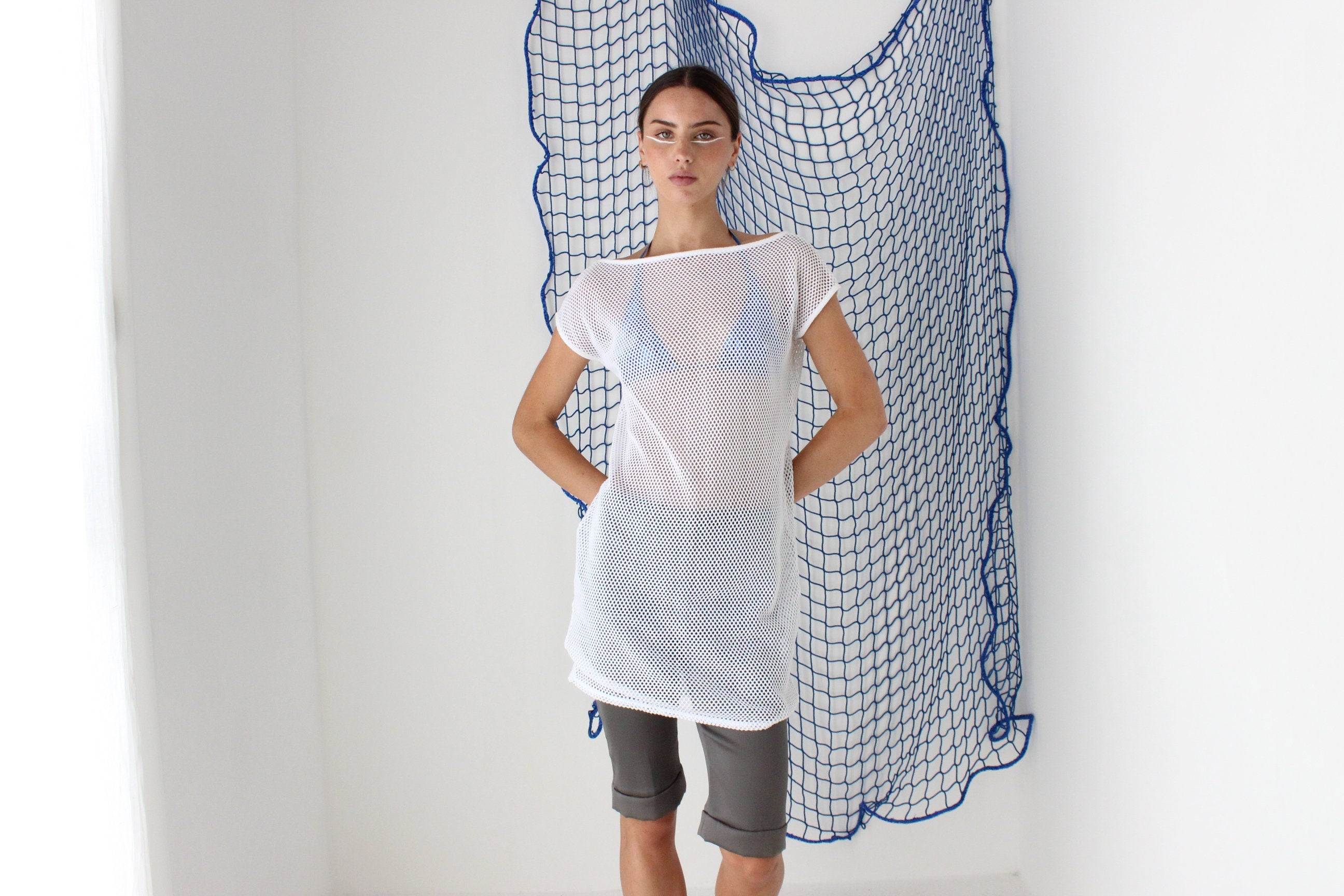 FOUND IN GREECE 2000s Cotton Fishnet Cover Up