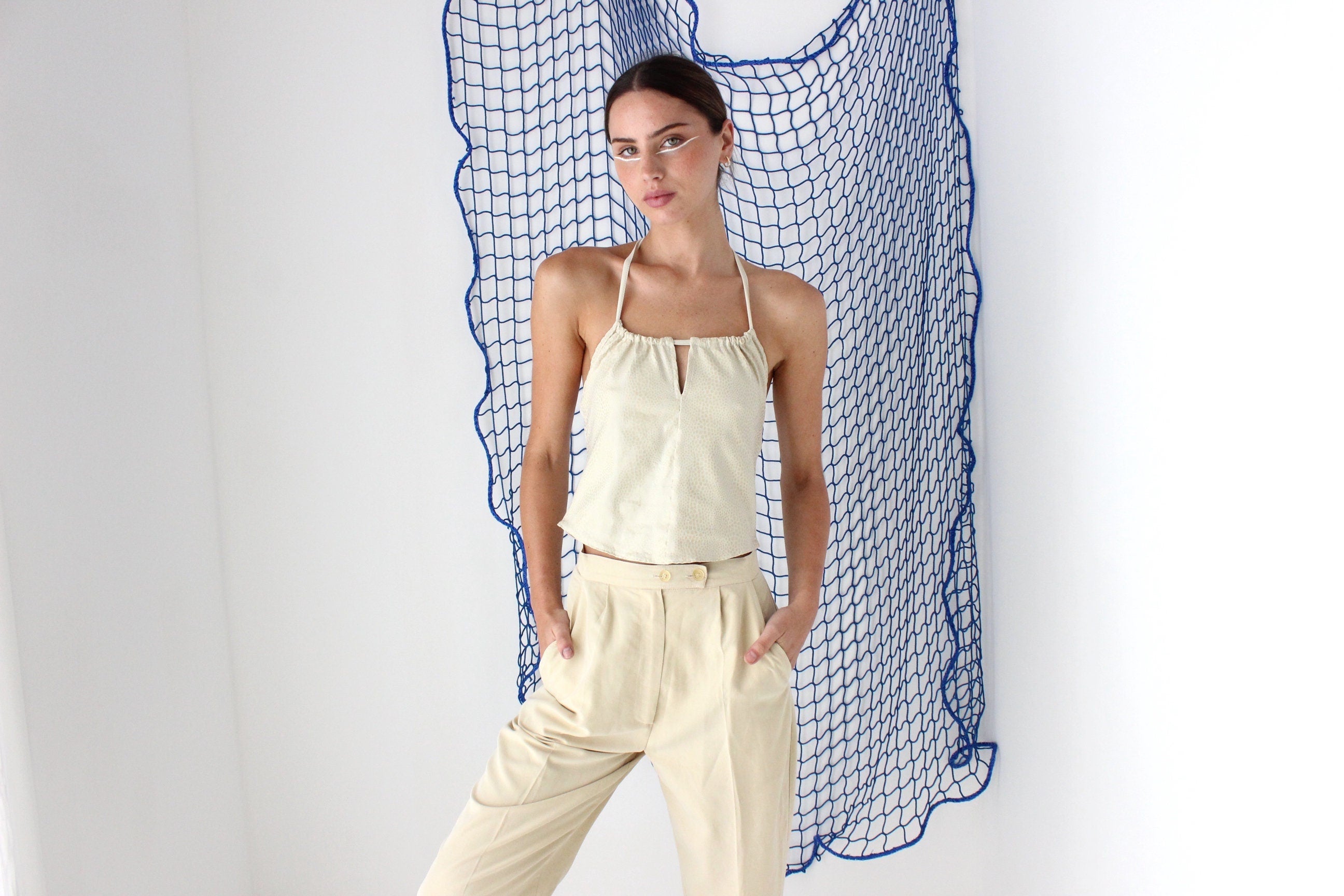 FOUND IN GREECE Y2K Deadstock Python Look Halter Top