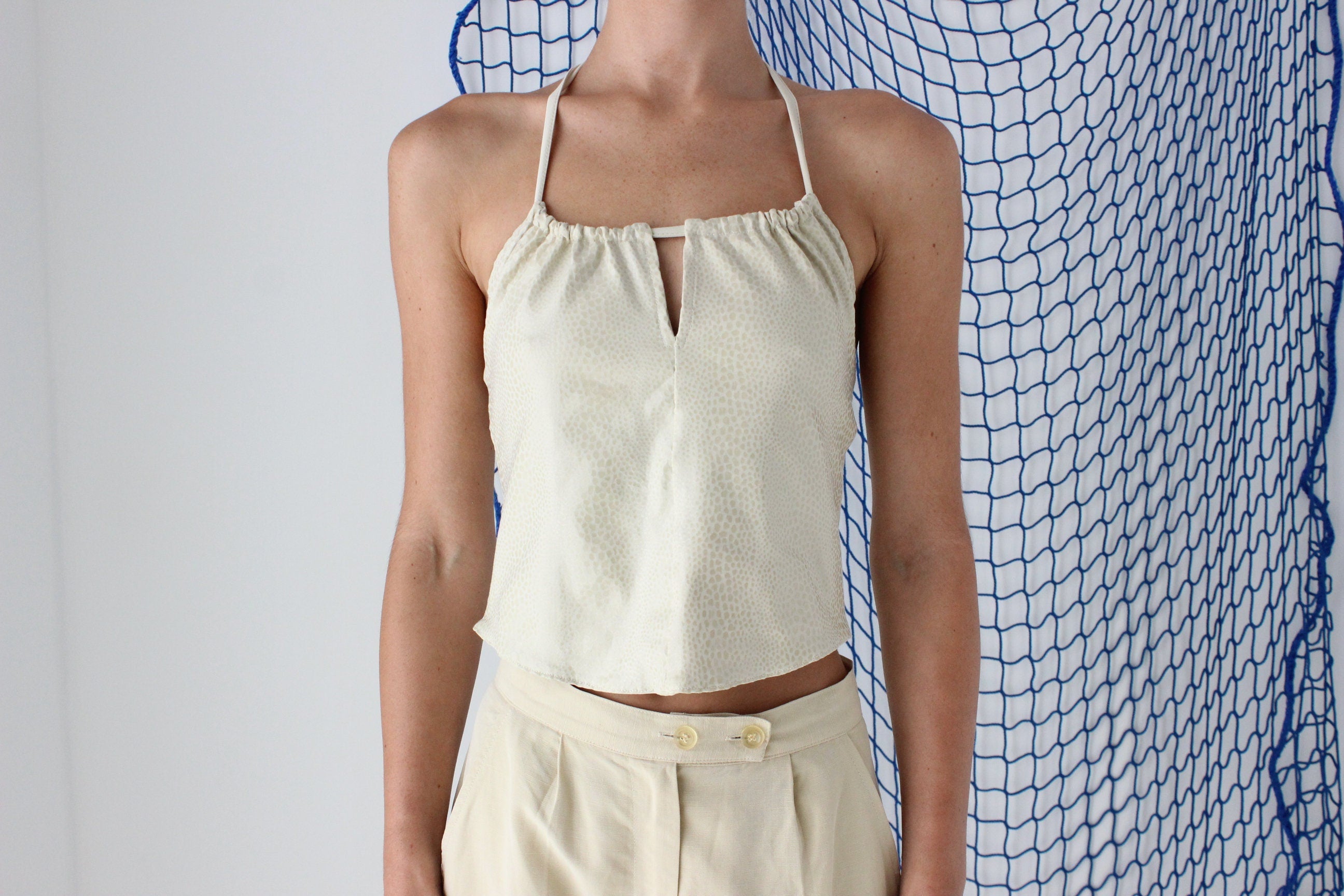 FOUND IN GREECE Y2K Deadstock Python Look Halter Top