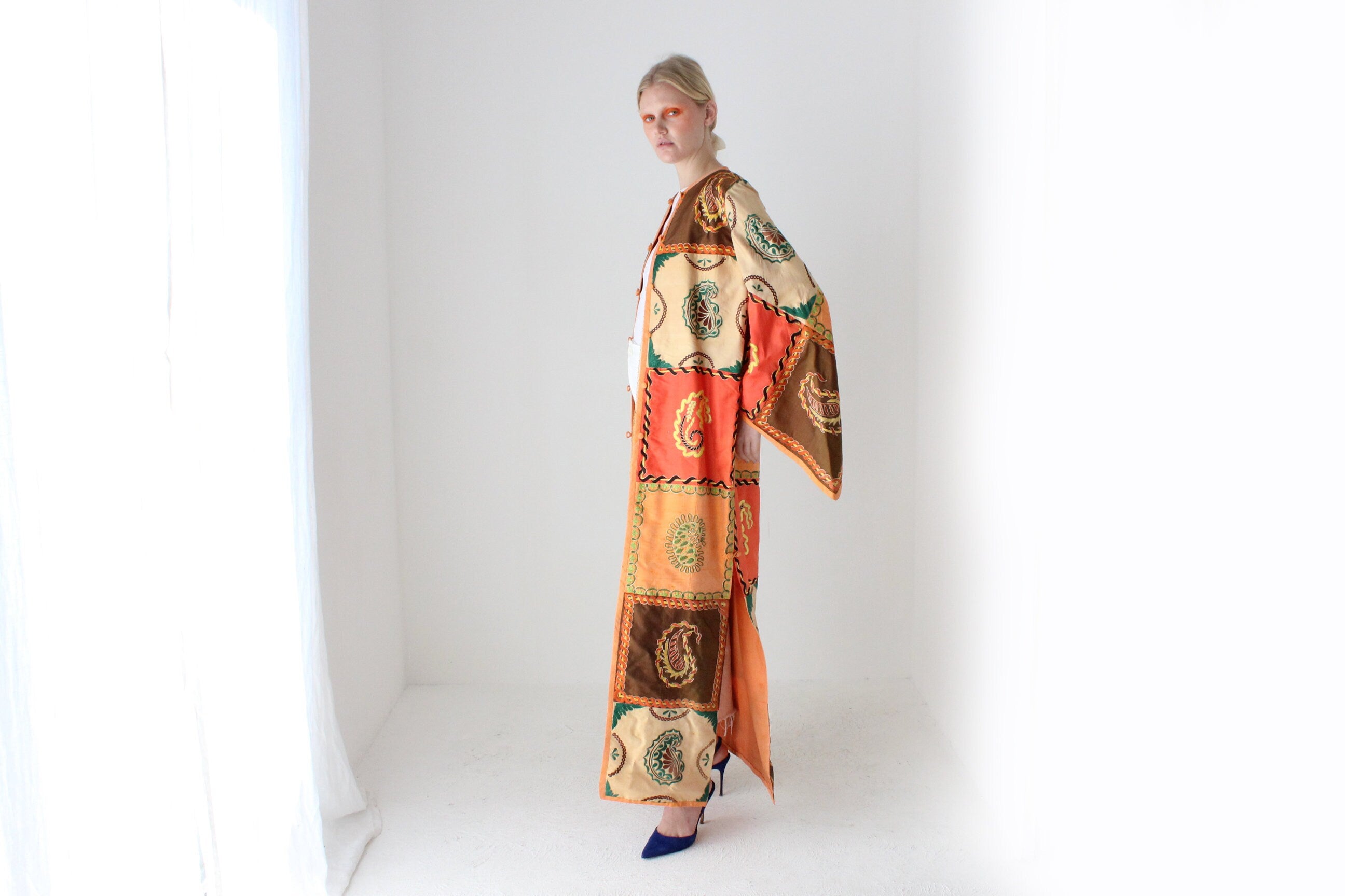 70s Historic Hand Loomed Silk Patchwork Kimono Jacket