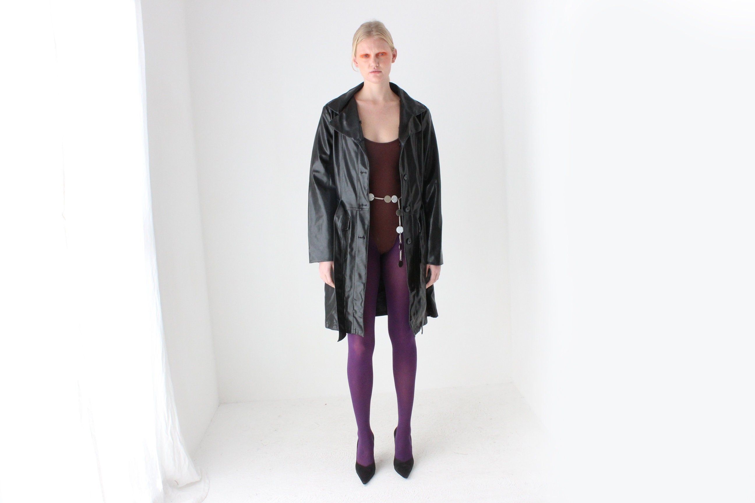 Y2K PVC Vegan Patent Trench Coat