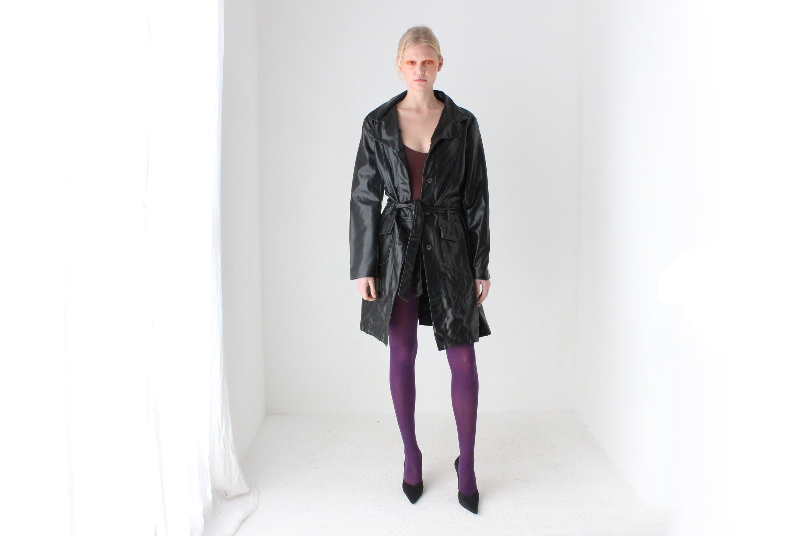 Y2K PVC Vegan Patent Trench Coat