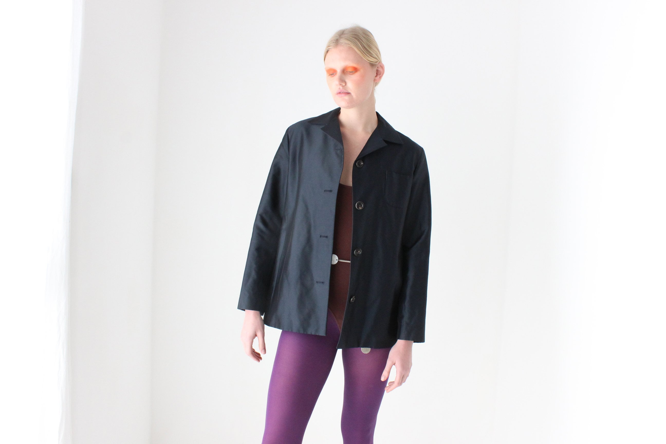 2000s Italian Made Silk Blend Boxy Minimal Jacket