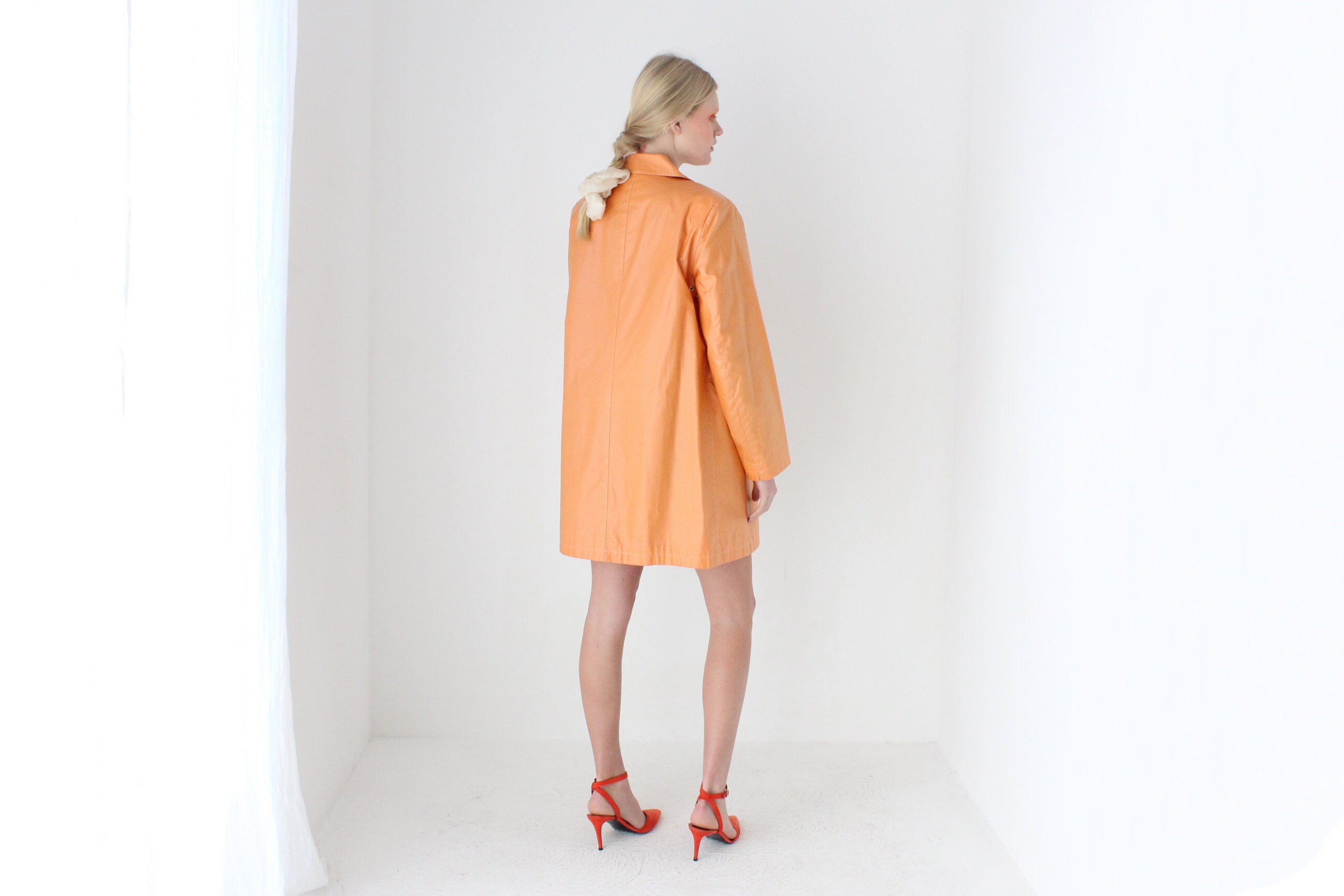 80s Bill Blass Vinyl Coated Cotton Trench Coat