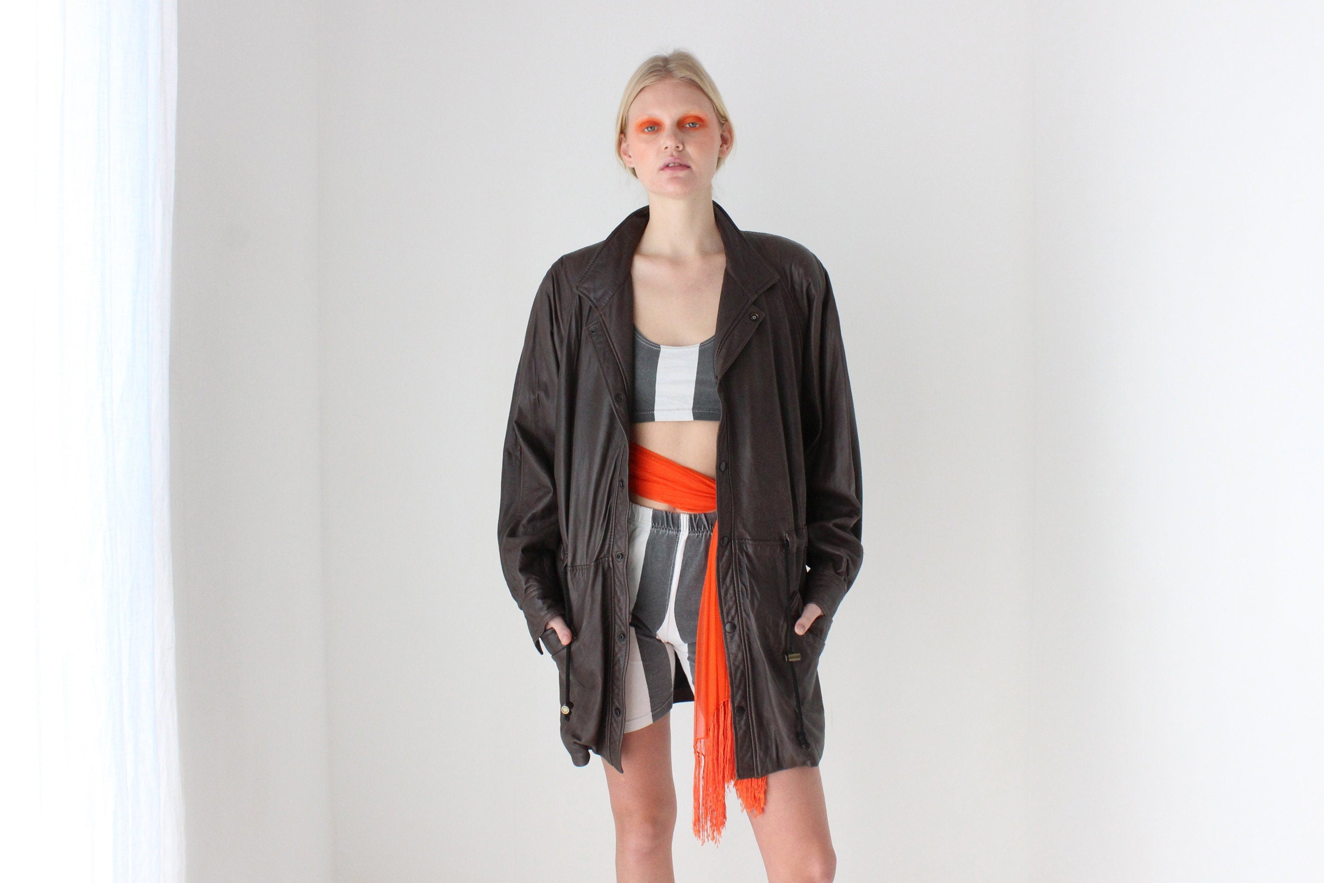 80s Softest Chocolate Leather Unisex Anorak Jacket