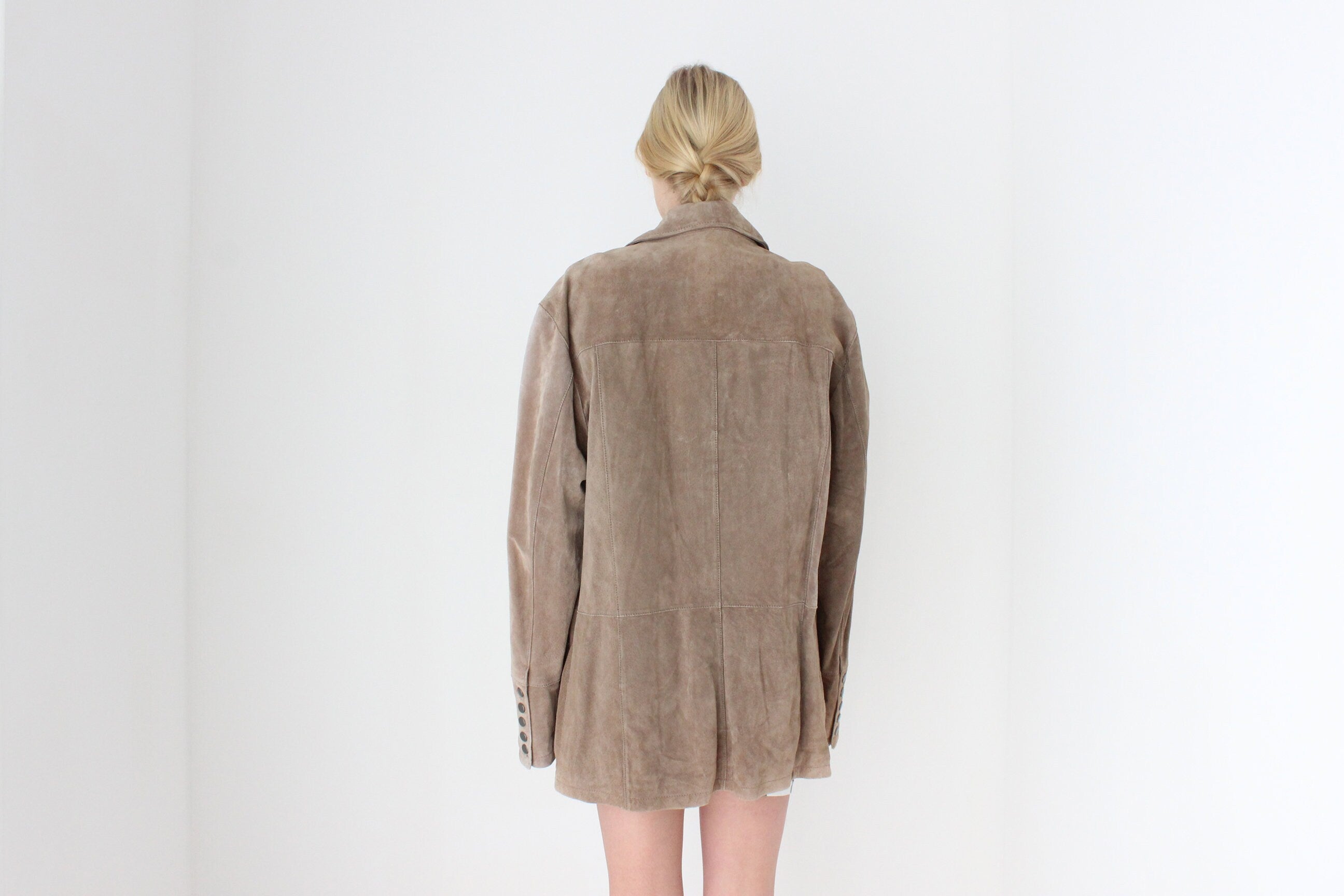 90s Danier Camel Suede Boxy "Cargo" Pocket Jacket