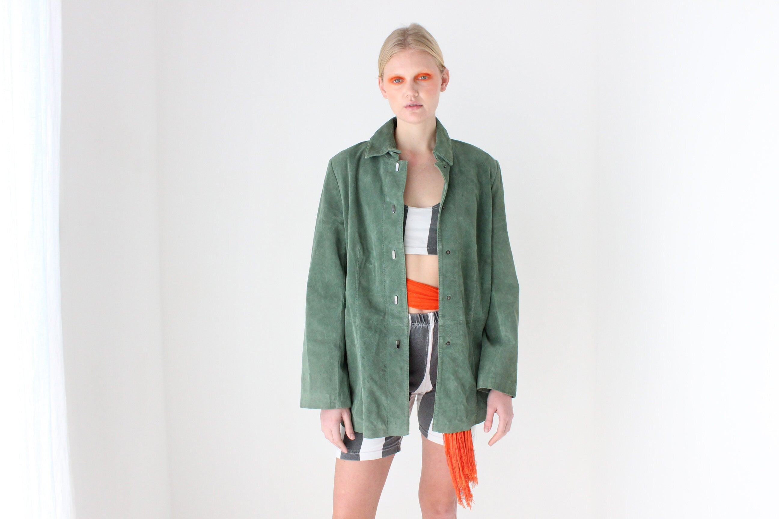 90s Forest Green Soft Suede Coat