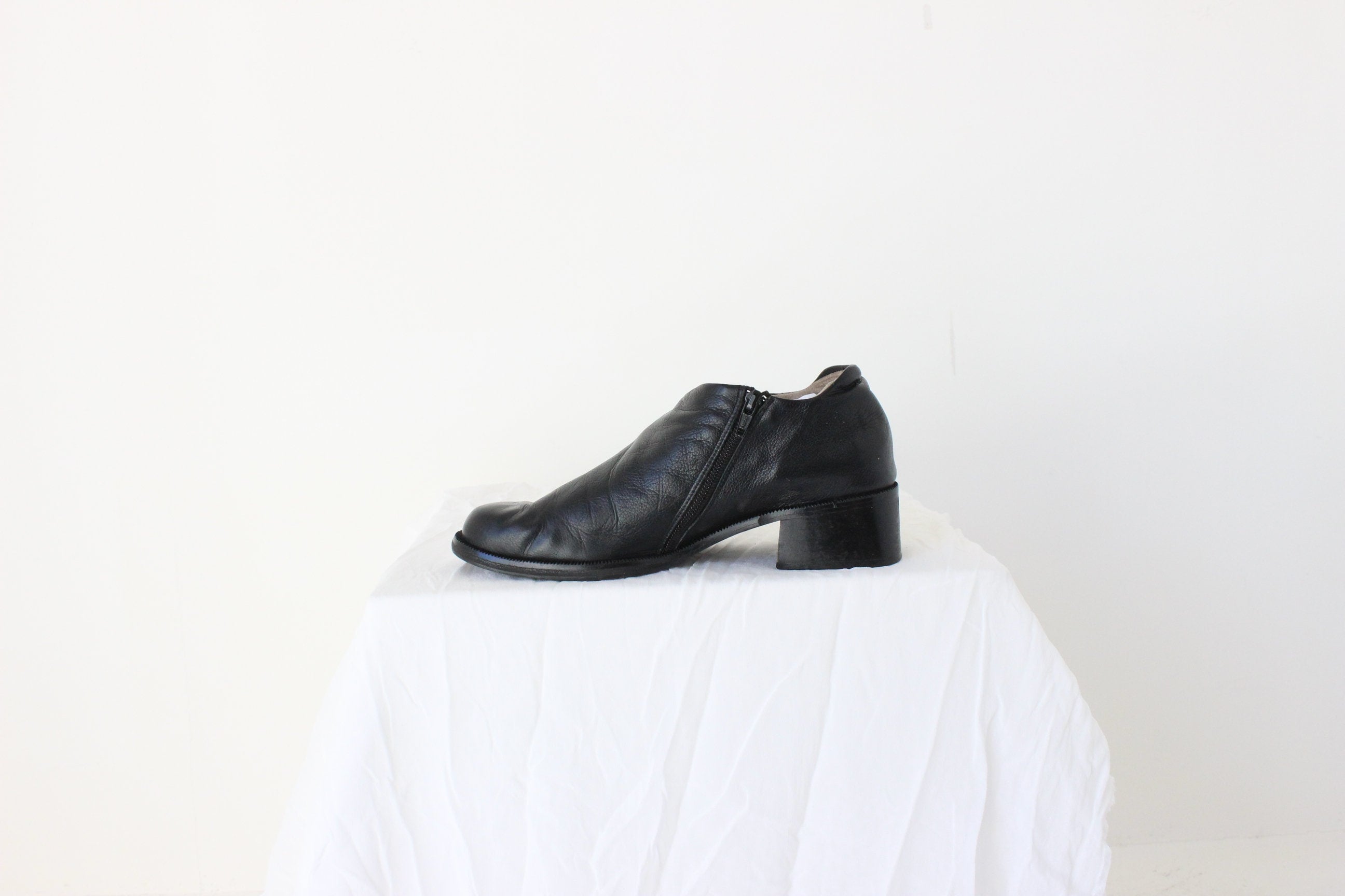 90s Leather New Zealand Made Minimal Boot / Loafer / Brogue Hybrid - Euro 38