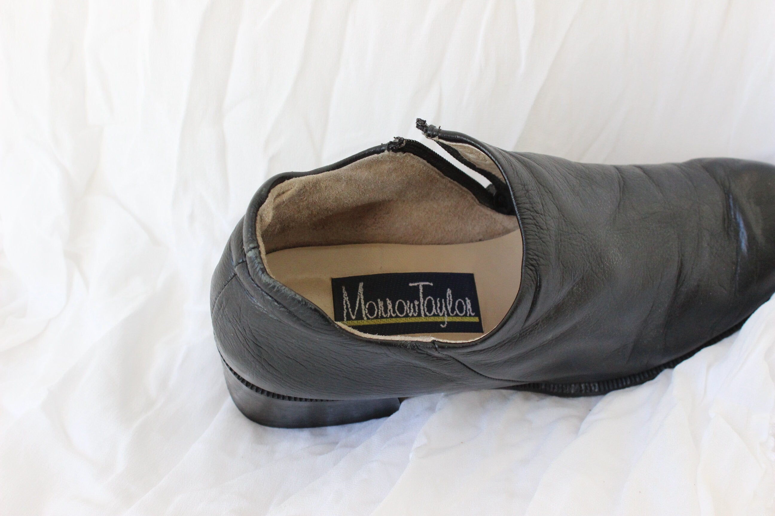 90s Leather New Zealand Made Minimal Boot / Loafer / Brogue Hybrid - Euro 38