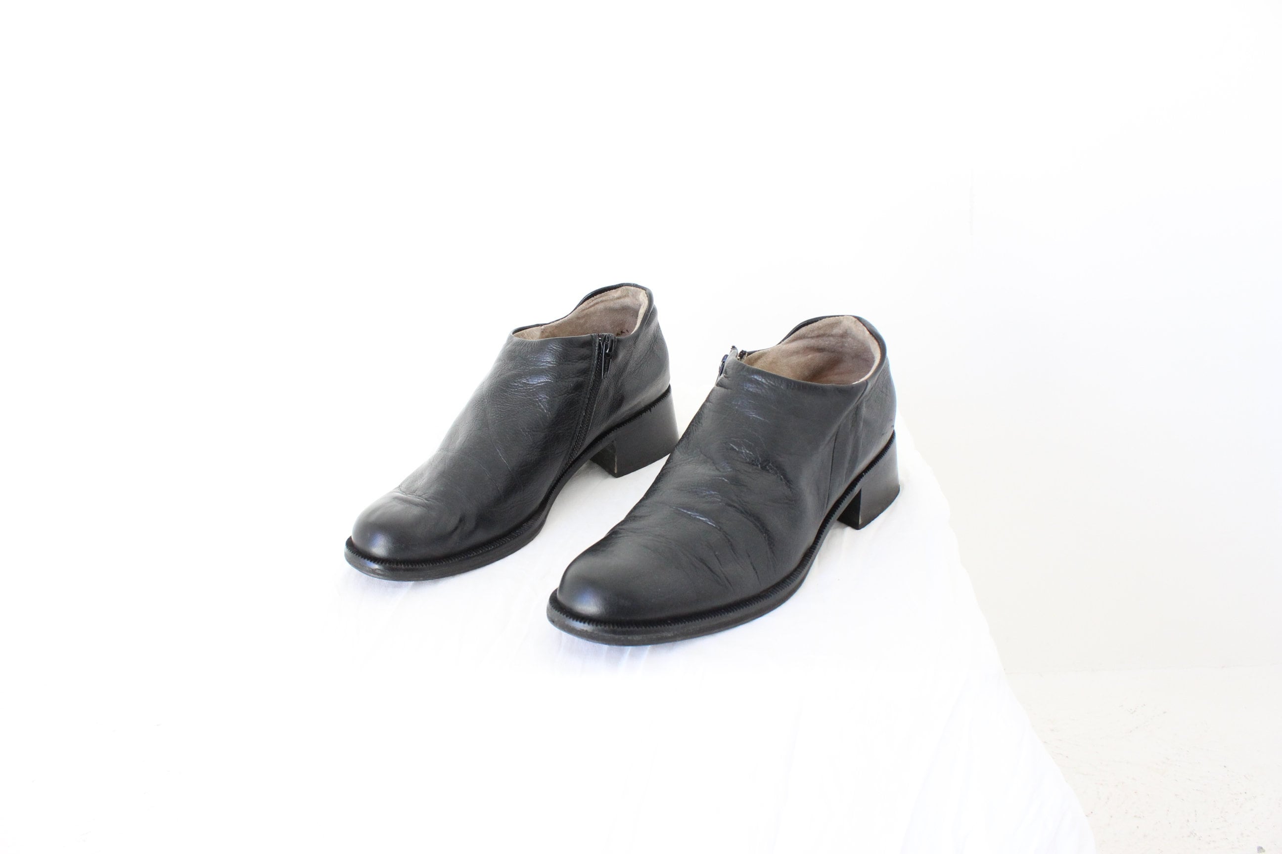 90s Leather New Zealand Made Minimal Boot / Loafer / Brogue Hybrid - Euro 38
