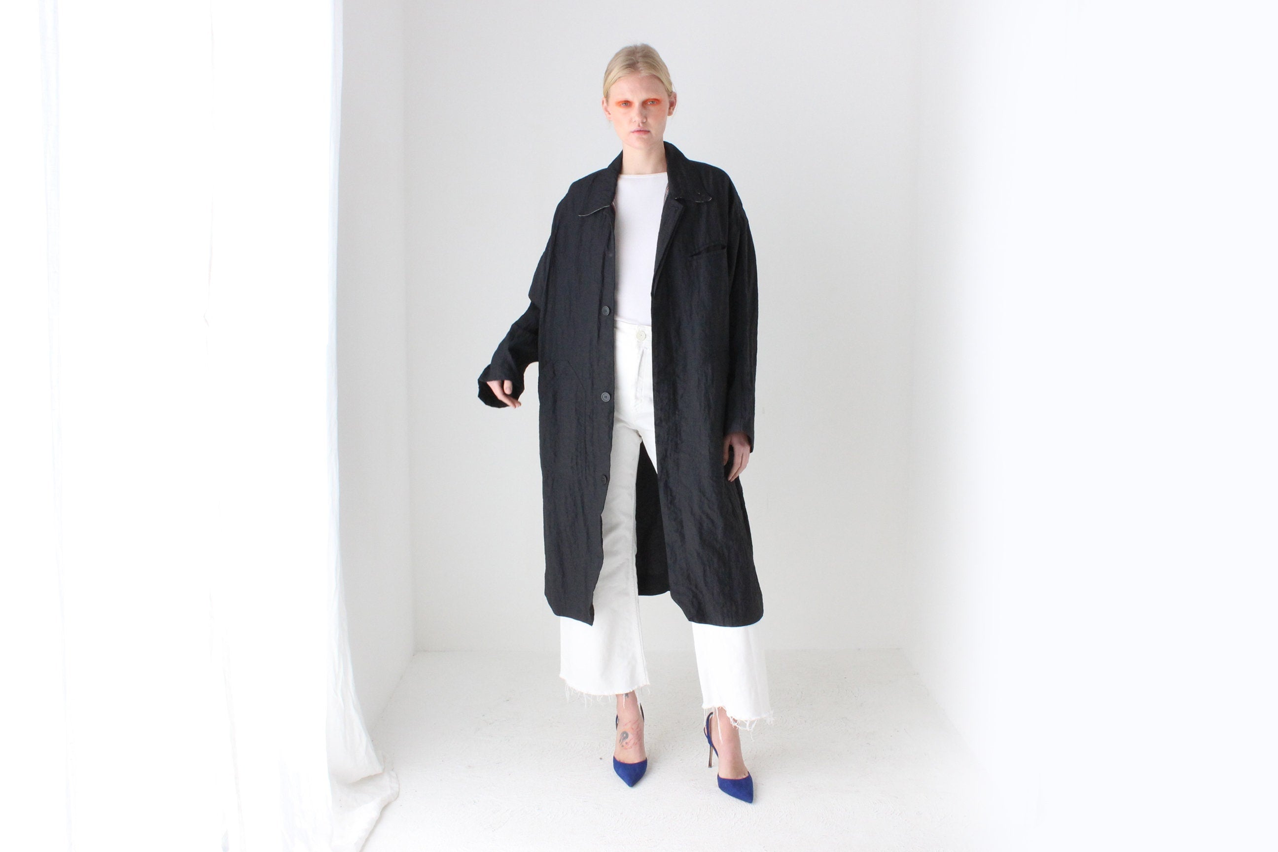 80s Minimal Lightweight Water Resistant Trench Coat