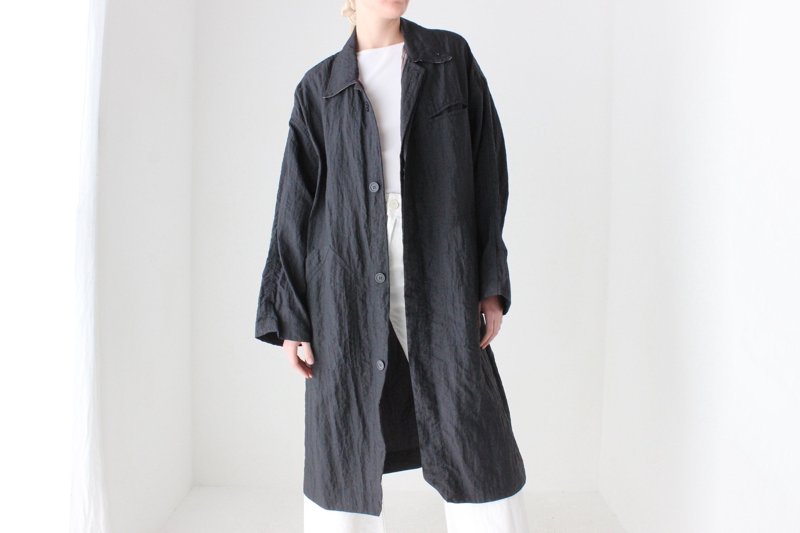 80s Minimal Lightweight Water Resistant Trench Coat
