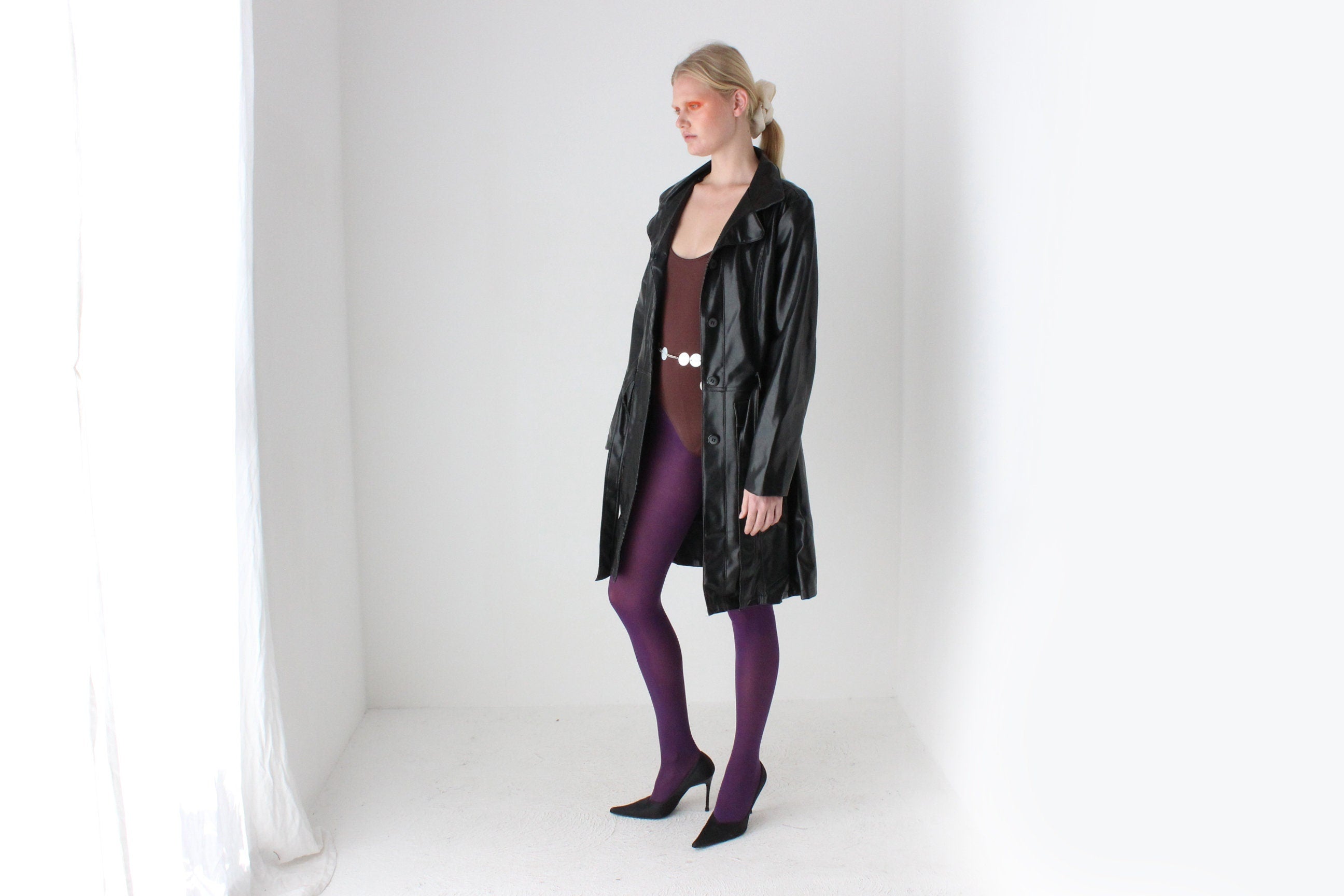 Y2K PVC Vegan Patent Trench Coat