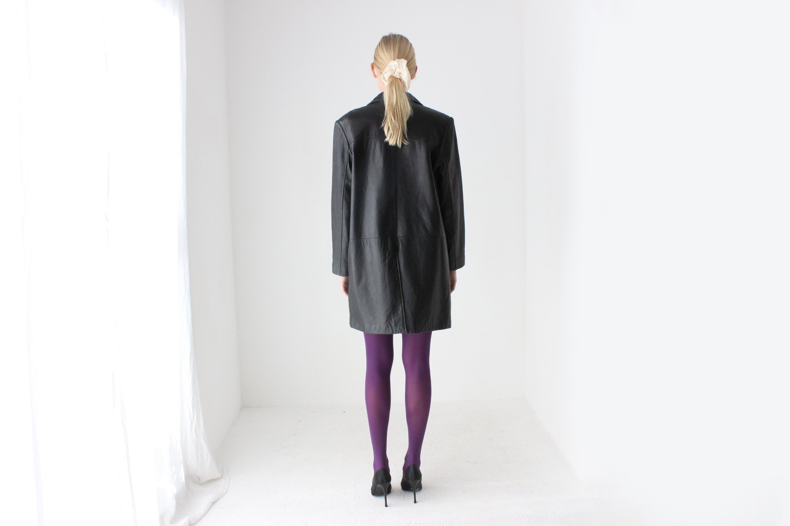 90s Adler Softest Lambskin Leather Classic Minimal Button Up Coat