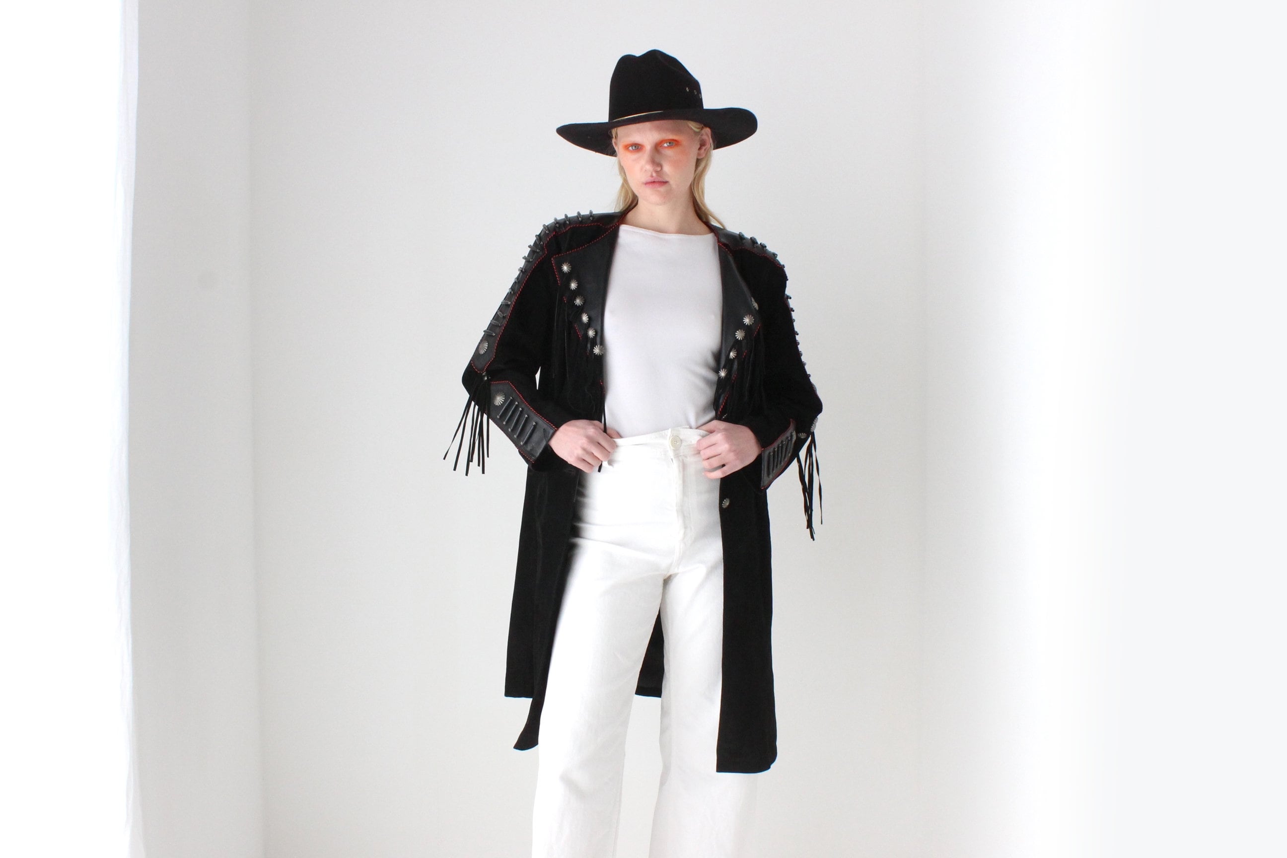 2000s Suede Southwestern Trench Coat