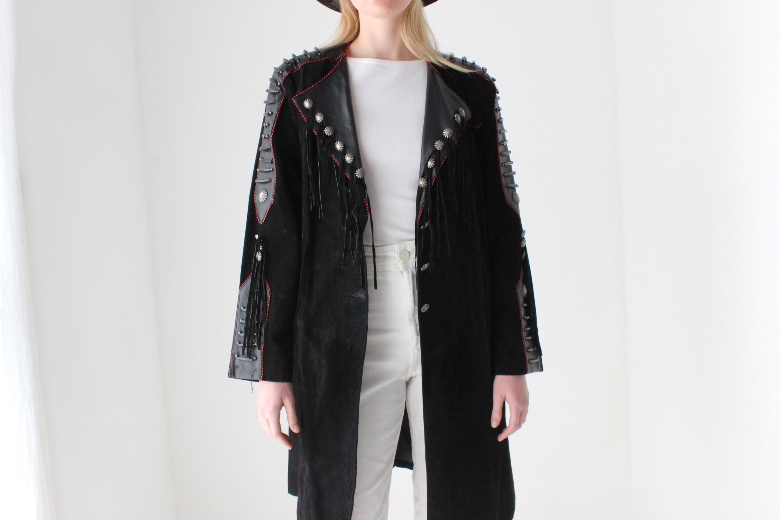 2000s Suede Southwestern Trench Coat