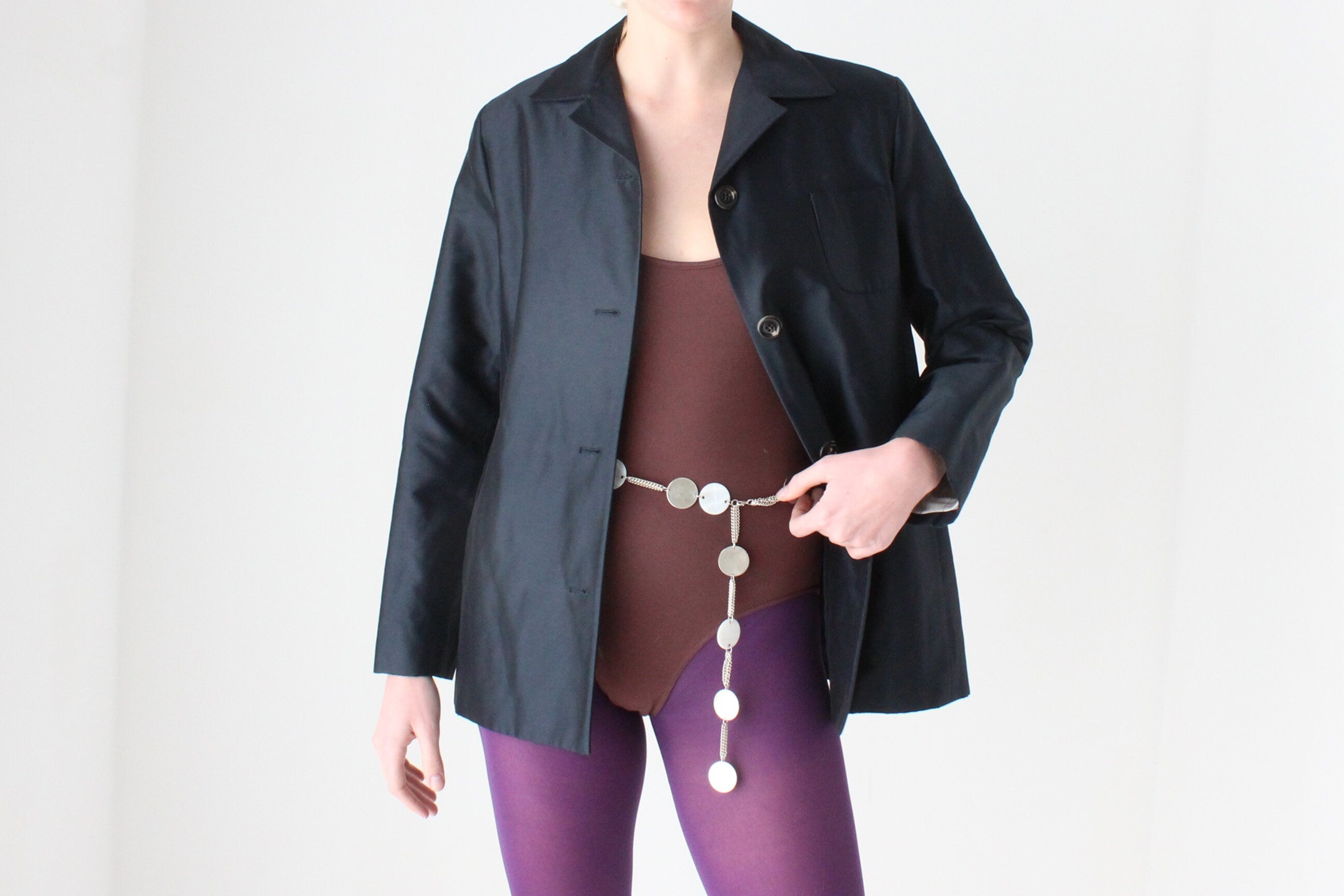 2000s Italian Made Silk Blend Boxy Minimal Jacket