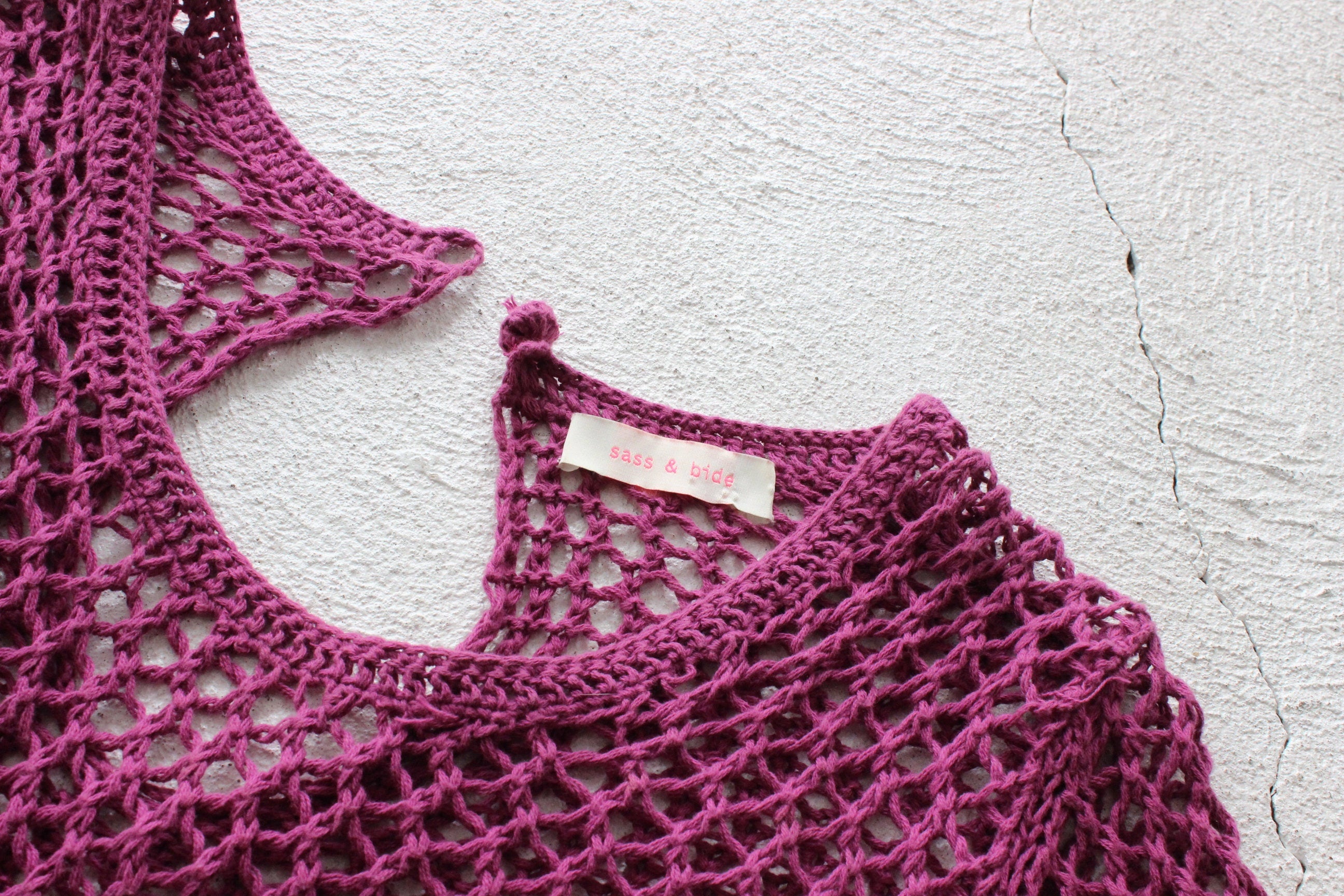 Y2K Sass & Bide Crochet Knit Mini Dress w/ Sequin Trim
