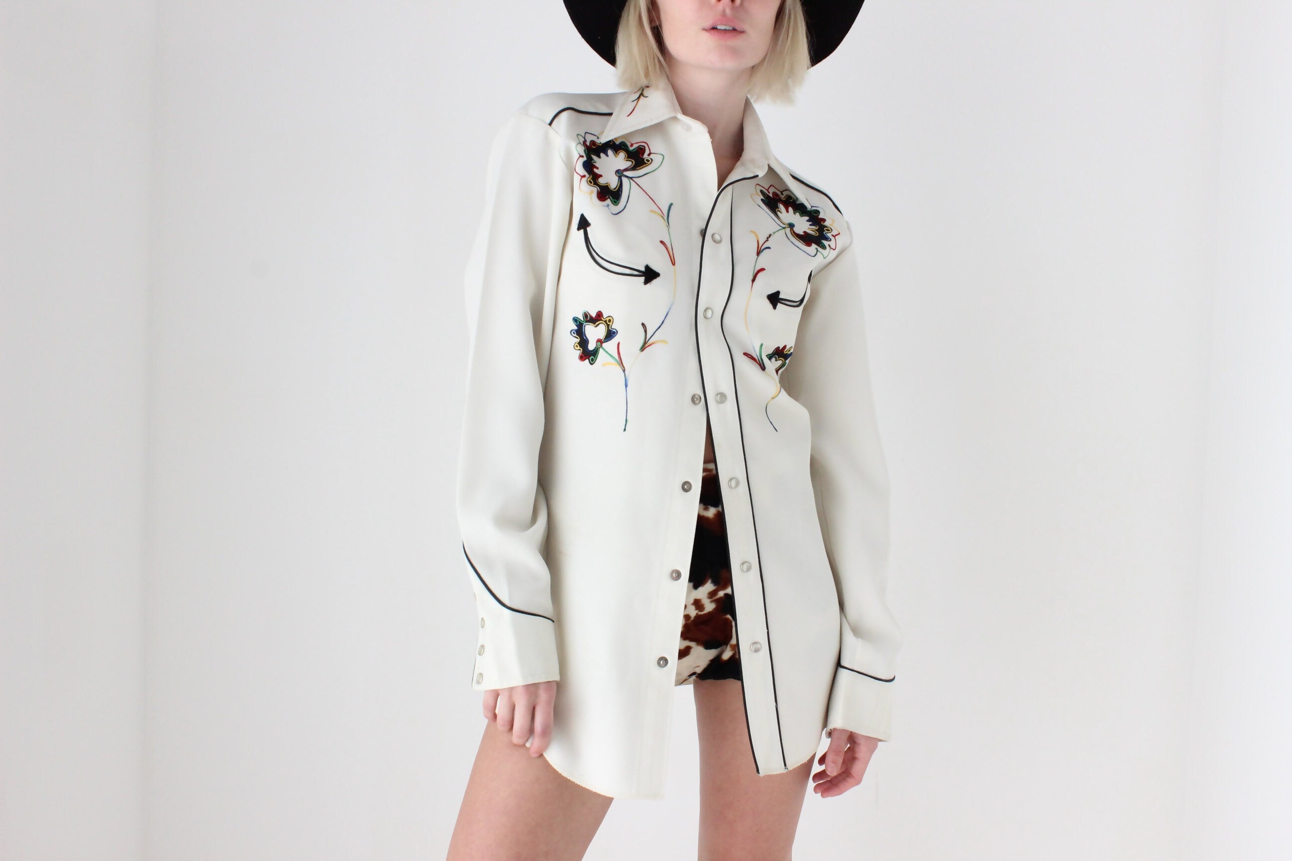 1970s Californian Ranchwear H Bar C Embroidered Costume Shirt