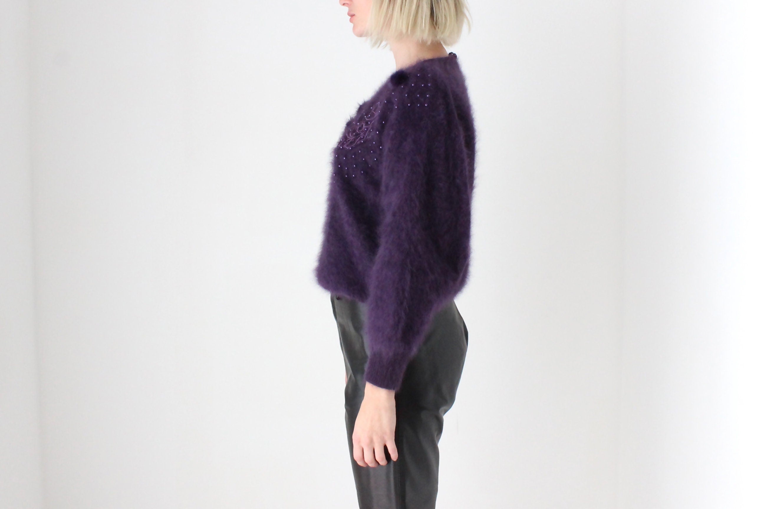 80s Softest Aubergine Angora Sweater