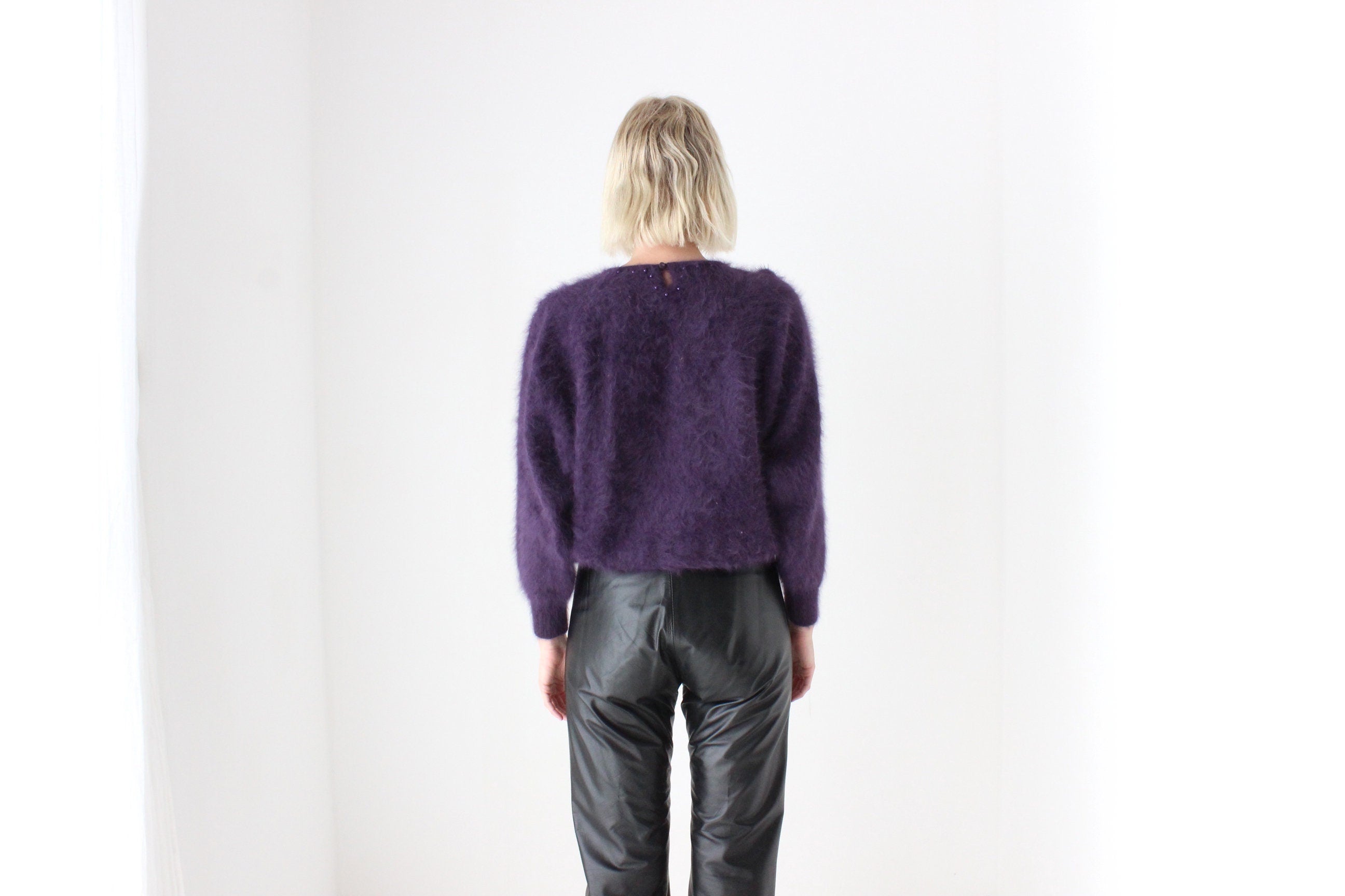 80s Softest Aubergine Angora Sweater