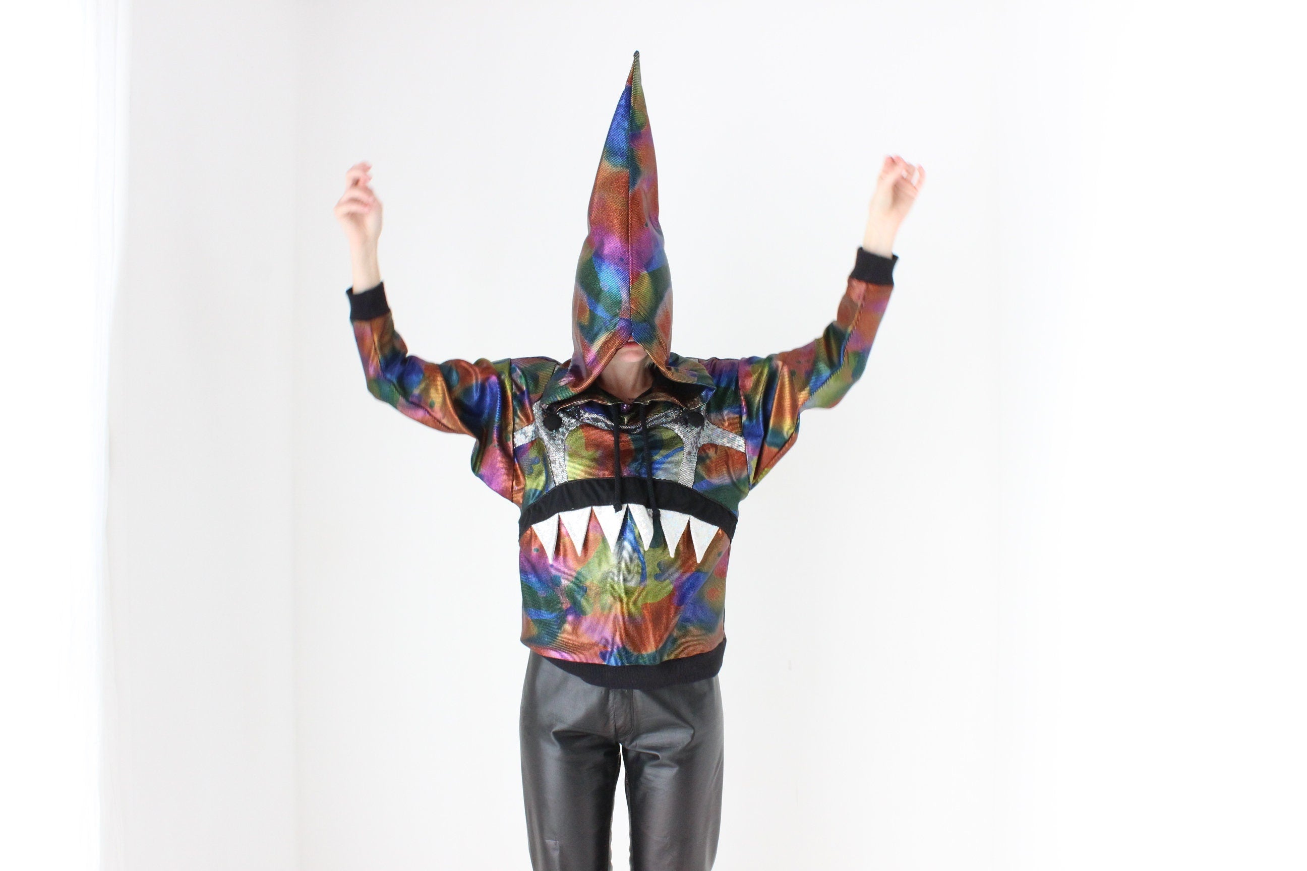 2000s Romance Was Born Electro Revival Holographic Face Hoodie