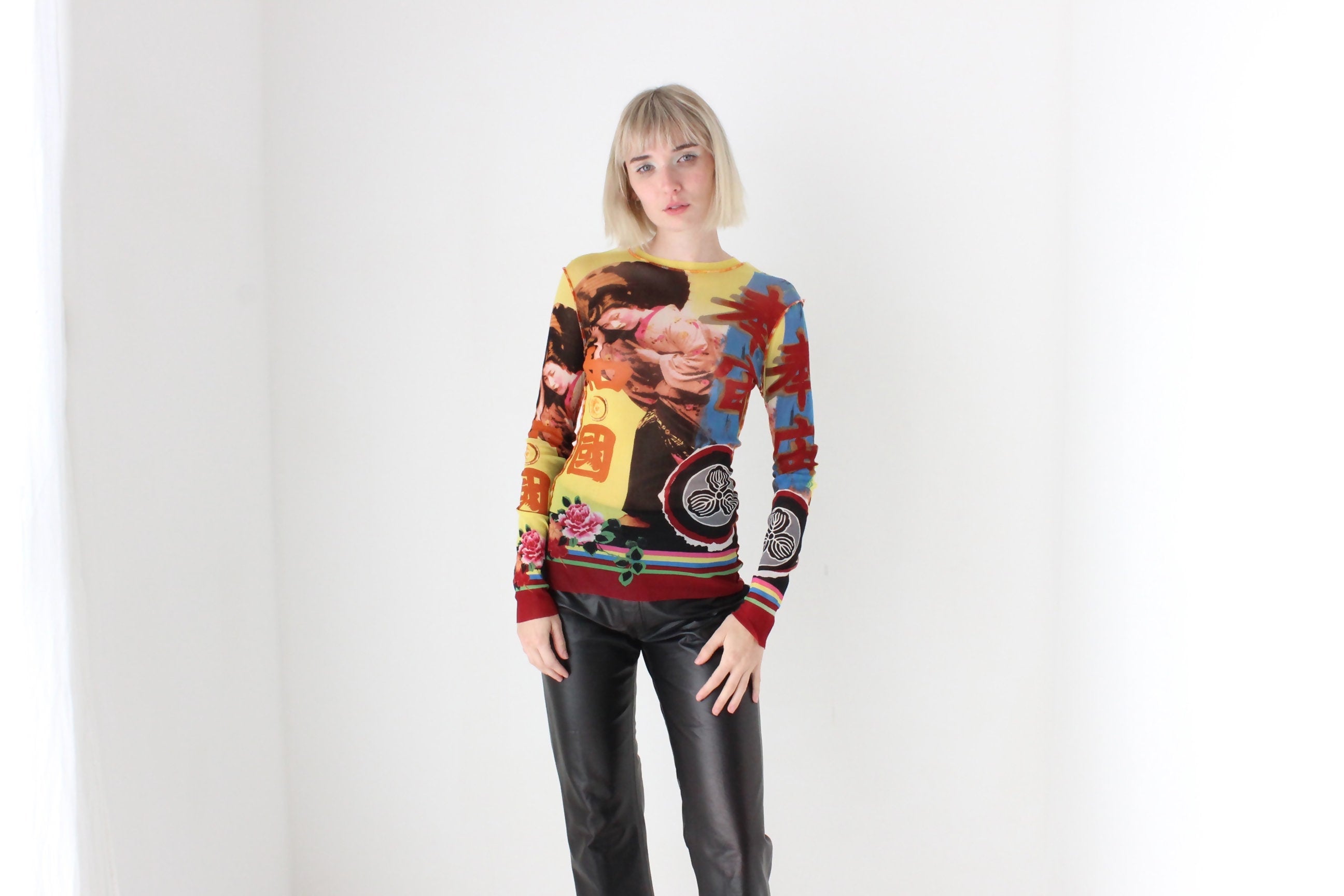 Y2K Archival JEAN PAUL GAULTIER Printed Mesh Top