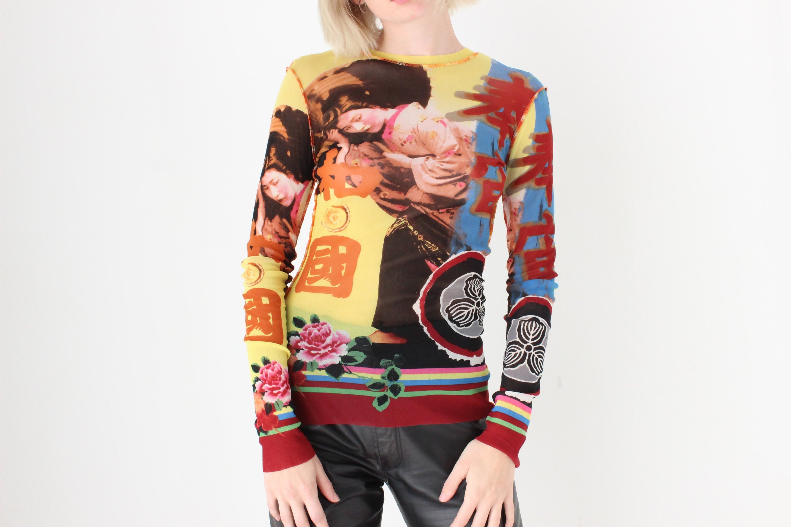 Y2K Archival JEAN PAUL GAULTIER Printed Mesh Top