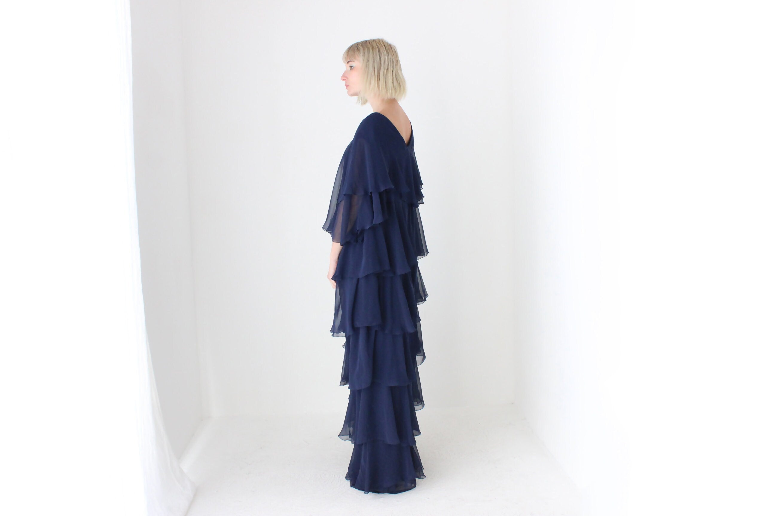 Avant Garde 80s Dramatic Tiered Ruffle Gown