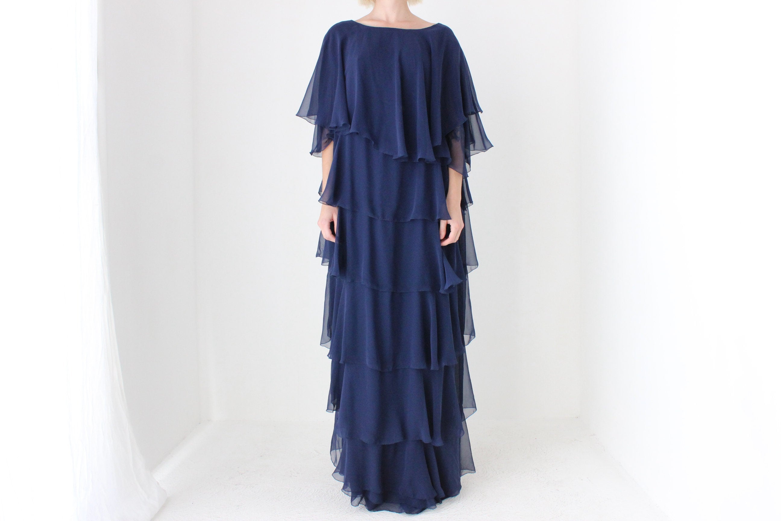 Avant Garde 80s Dramatic Tiered Ruffle Gown