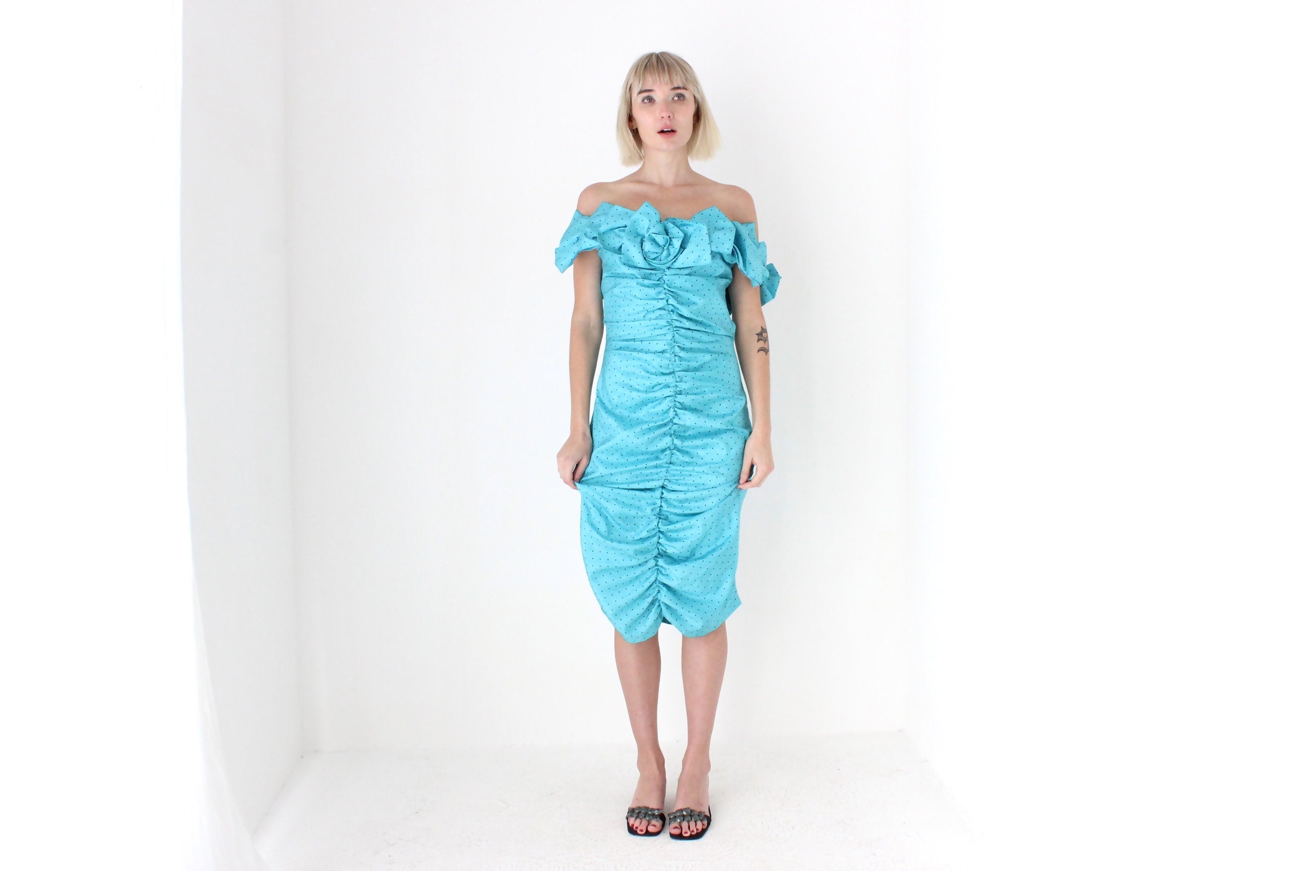 80s Taffeta Ruffle & Ruched Party Starter