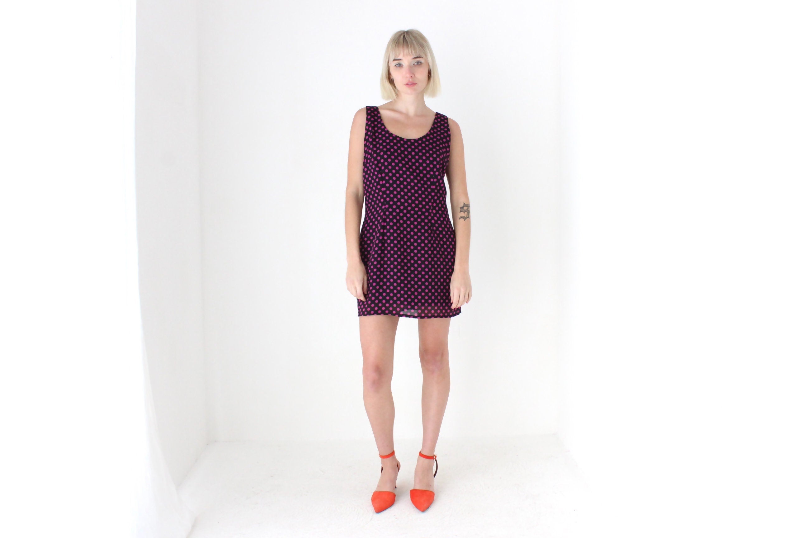 80s Purple Polka Dot Jacket & Dress Matching Set