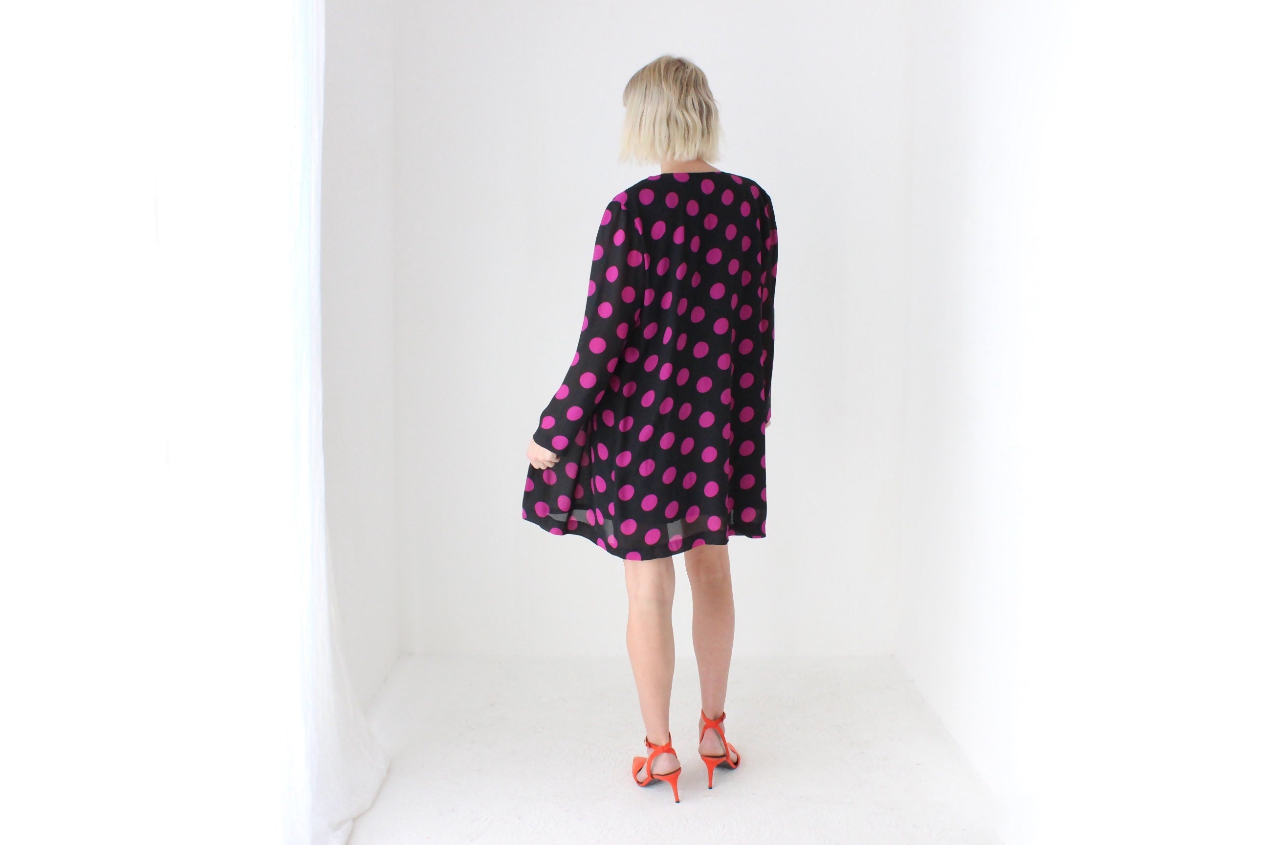 80s Purple Polka Dot Jacket & Dress Matching Set