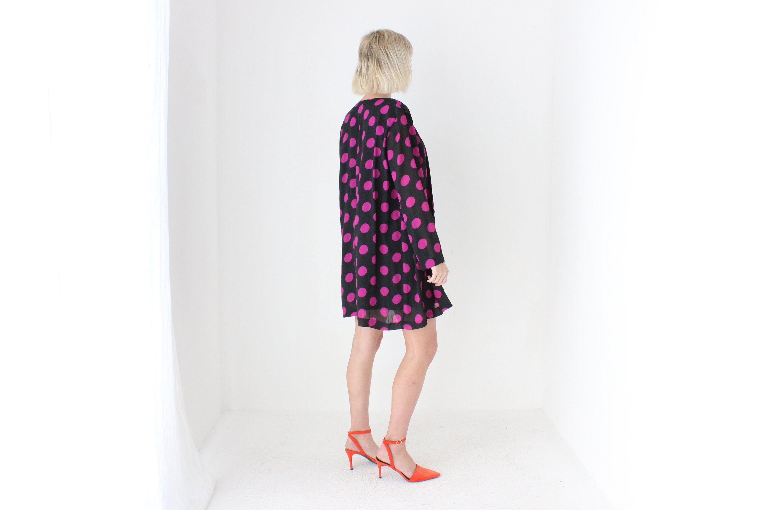 80s Purple Polka Dot Jacket & Dress Matching Set