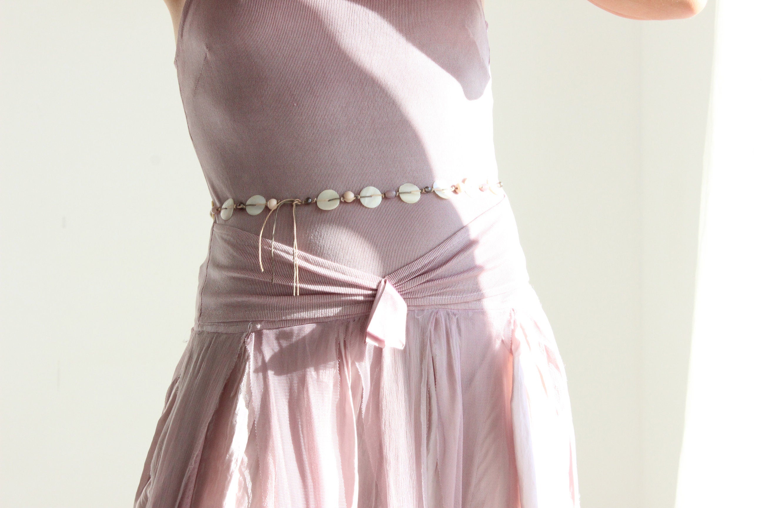 FOUND IN GREECE Shell & Bead Tie Belt