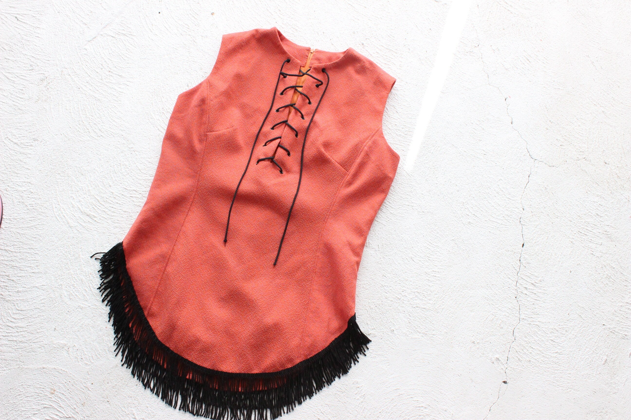 1970s Handmade Burlesque Cowgirl Fringe Top