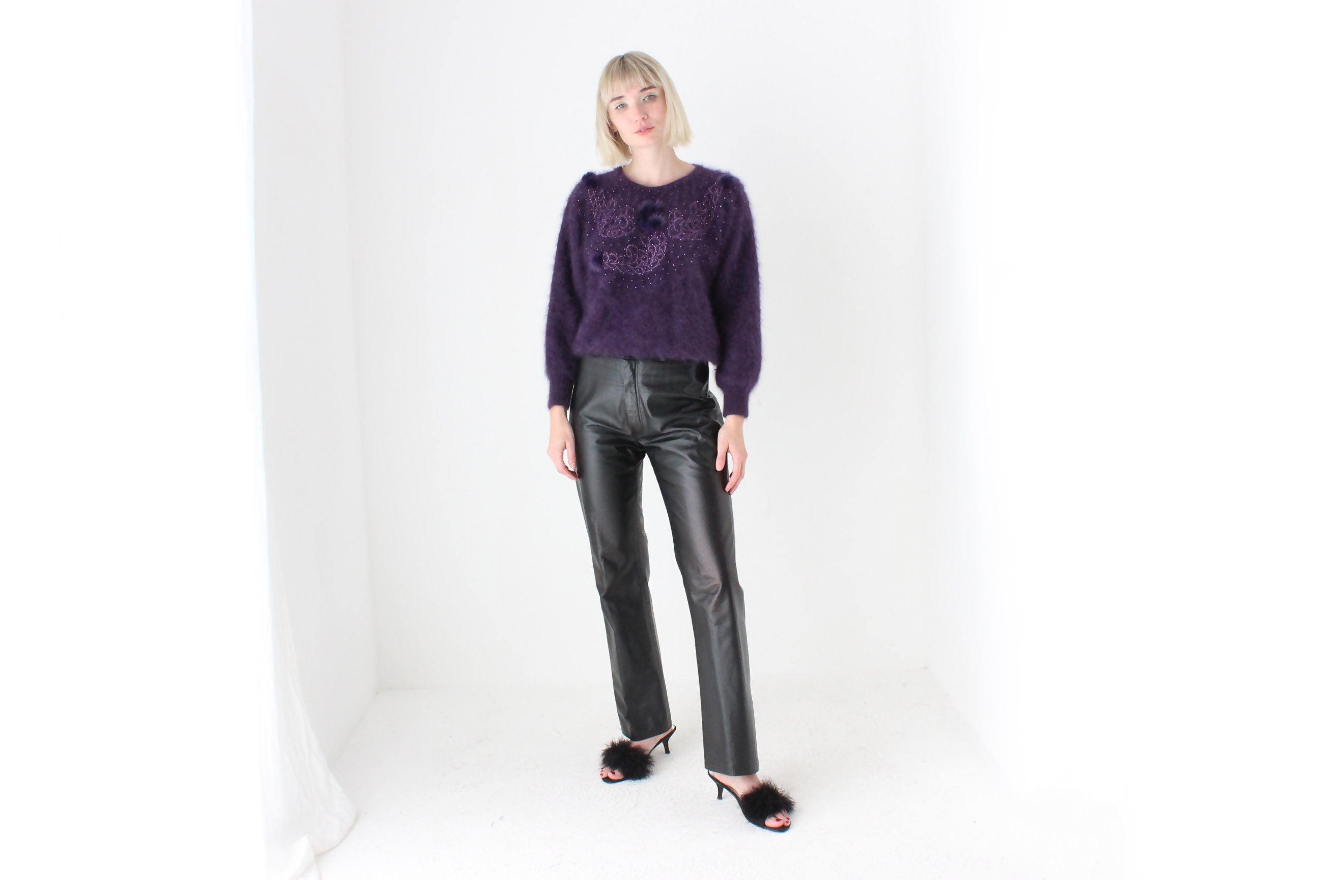 80s Softest Aubergine Angora Sweater