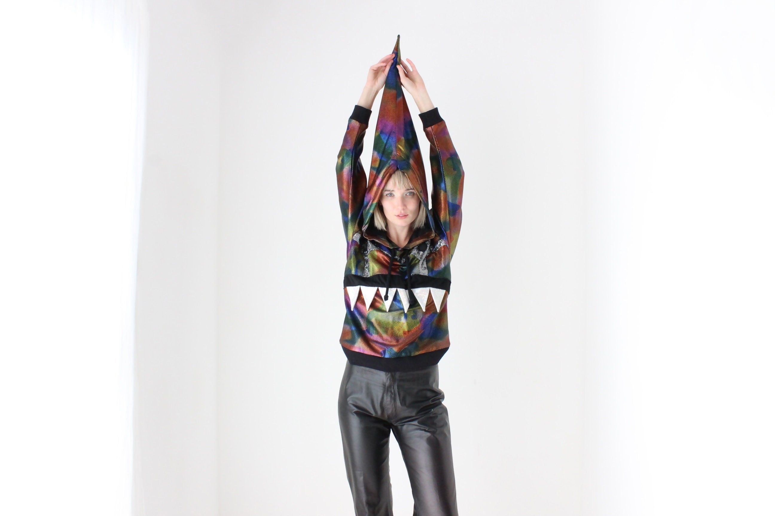 2000s Romance Was Born Electro Revival Holographic Face Hoodie