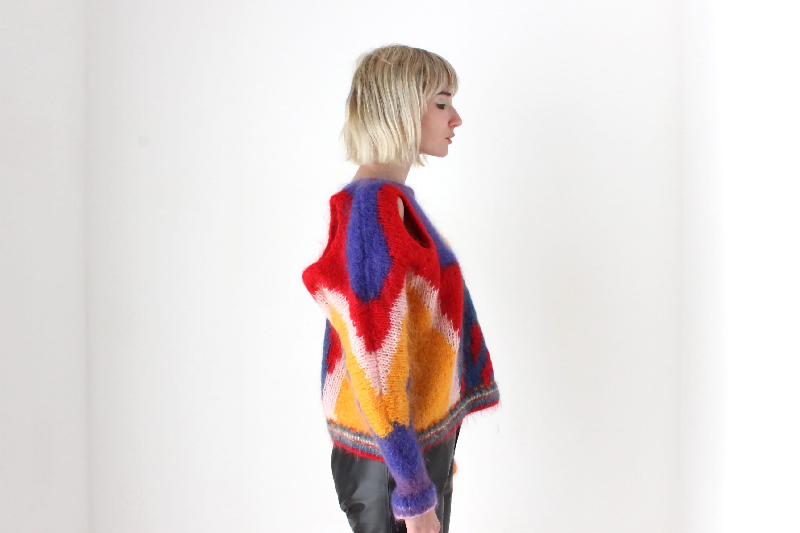 80s Hand Made Abstract Cut Out MOHAIR & WOOL Sweater